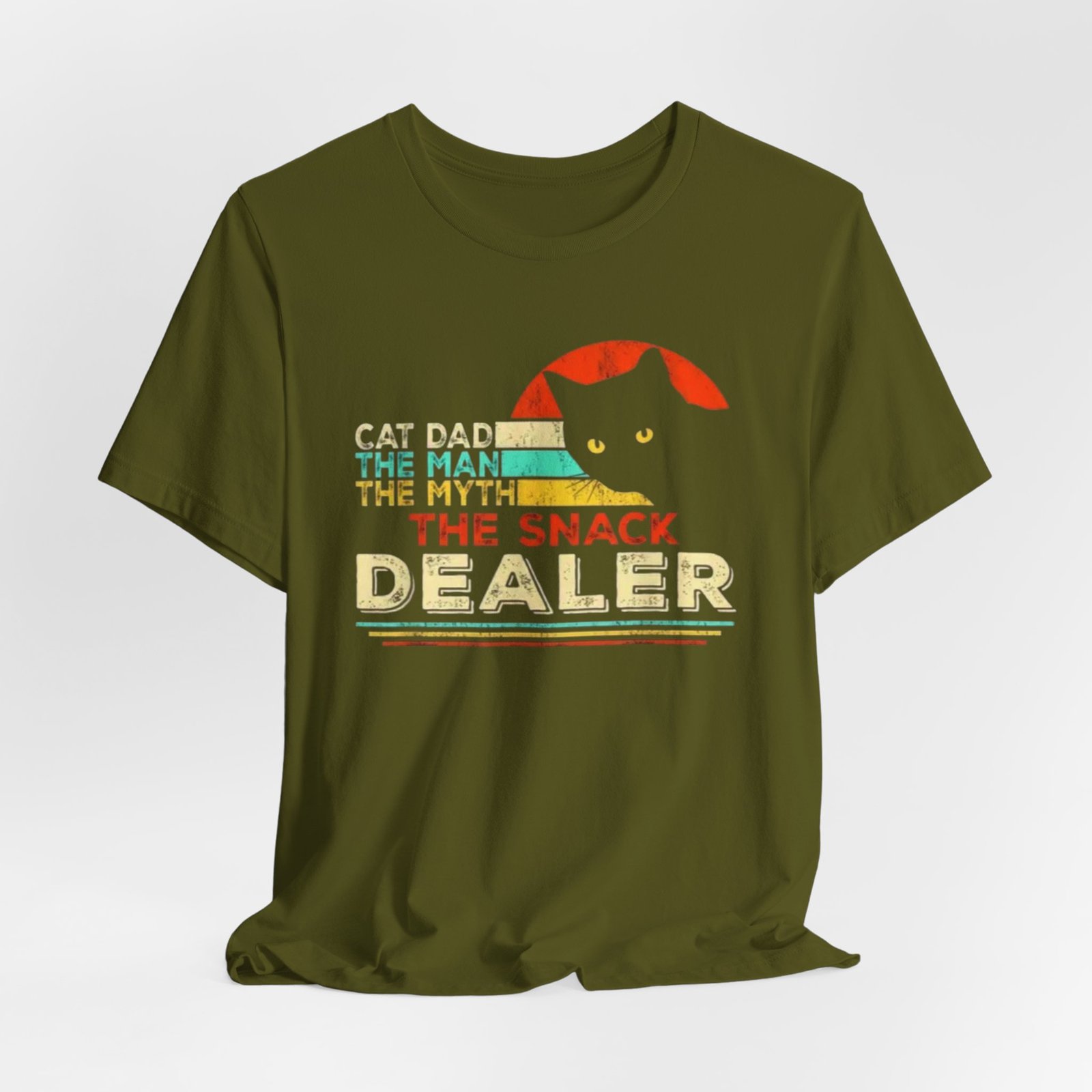 Cat Dad The Snack Dealer T-Shirt | Retro Cat Graphic - Image 16