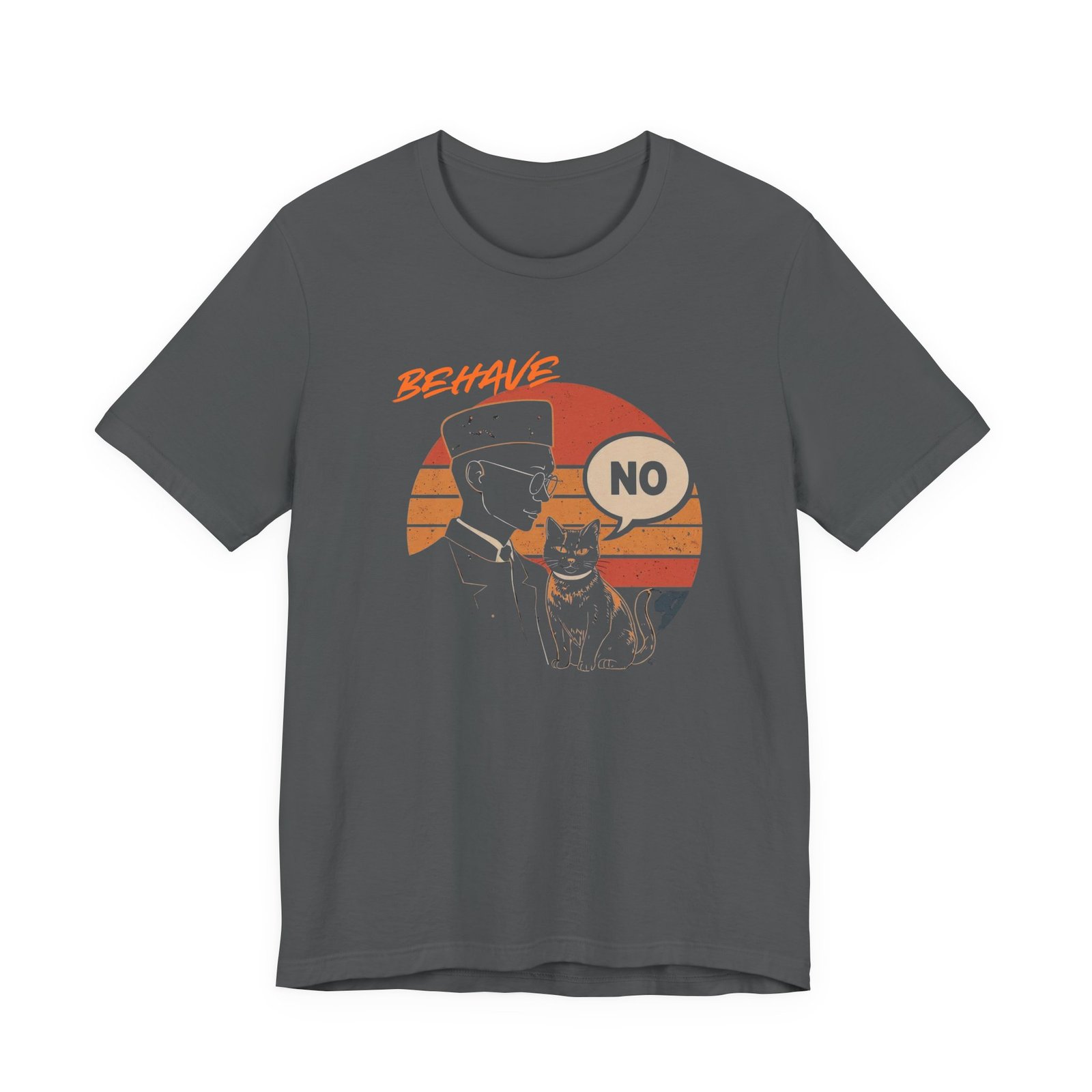 Behave No Cat tee | Retro Sunset Police Officer T-Shirt - Image 21