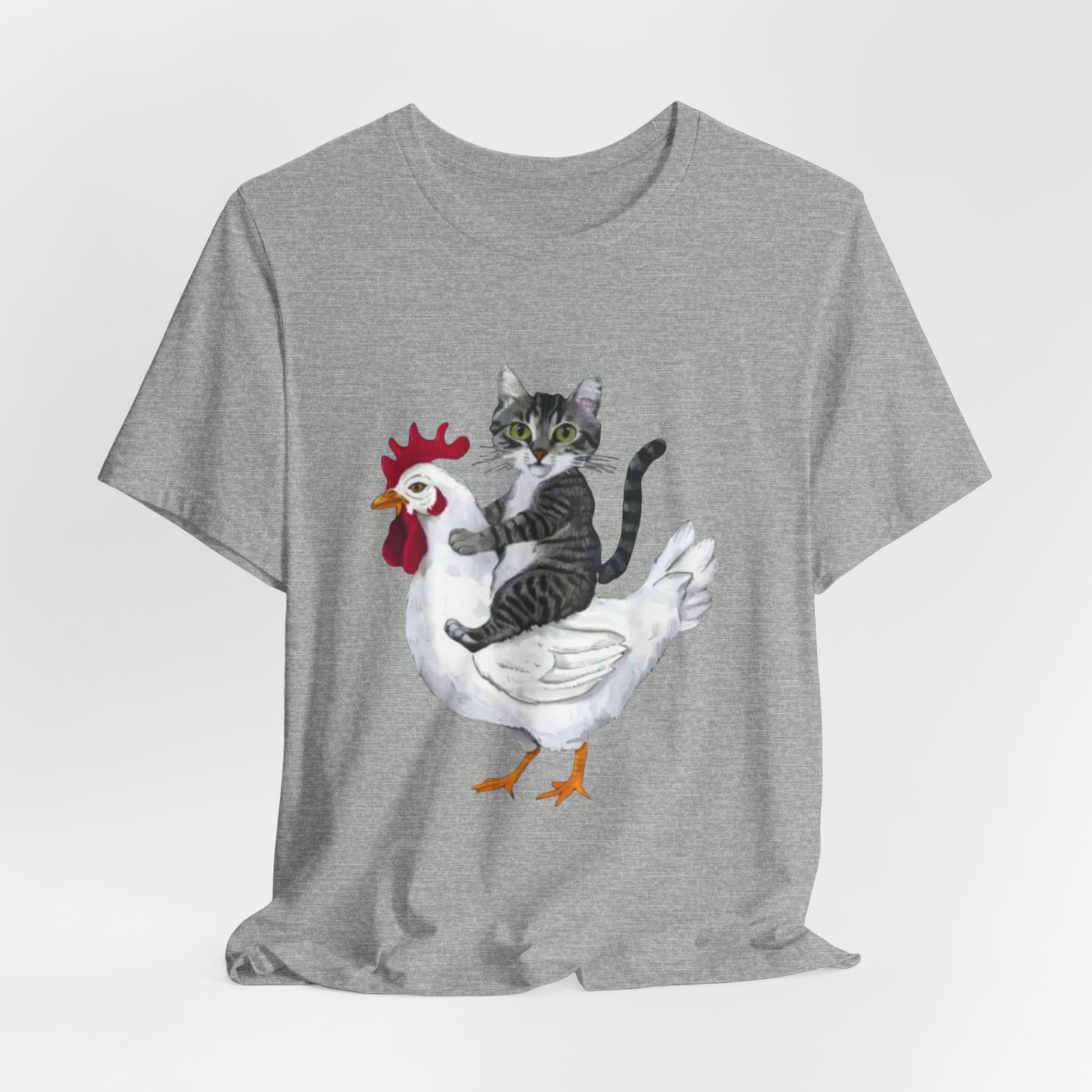 Cat Riding Chicken T-Shirt | Cute Animal Illustration Tee - Image 24