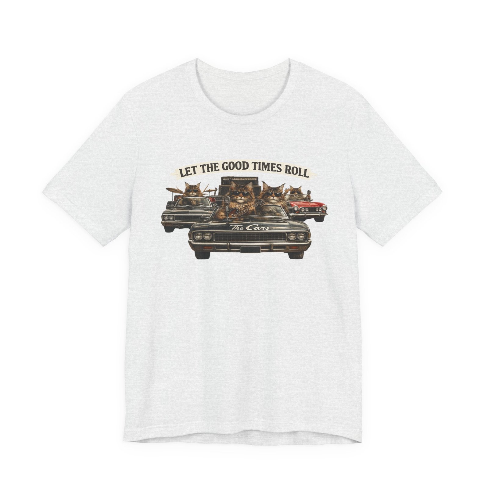 Let The Good Times Roll cats in classic car Tee | Vintage cat artwork - Image 9