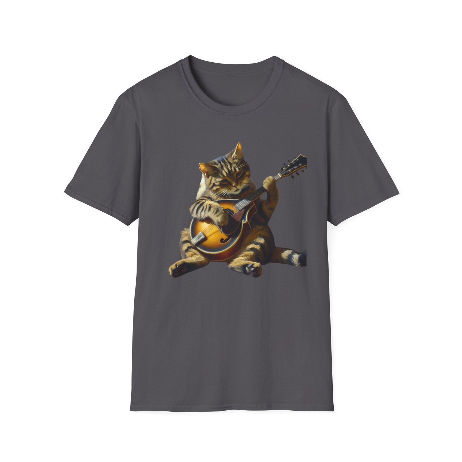 Funny Cat Playing Mandolin T-Shirt - Image 2