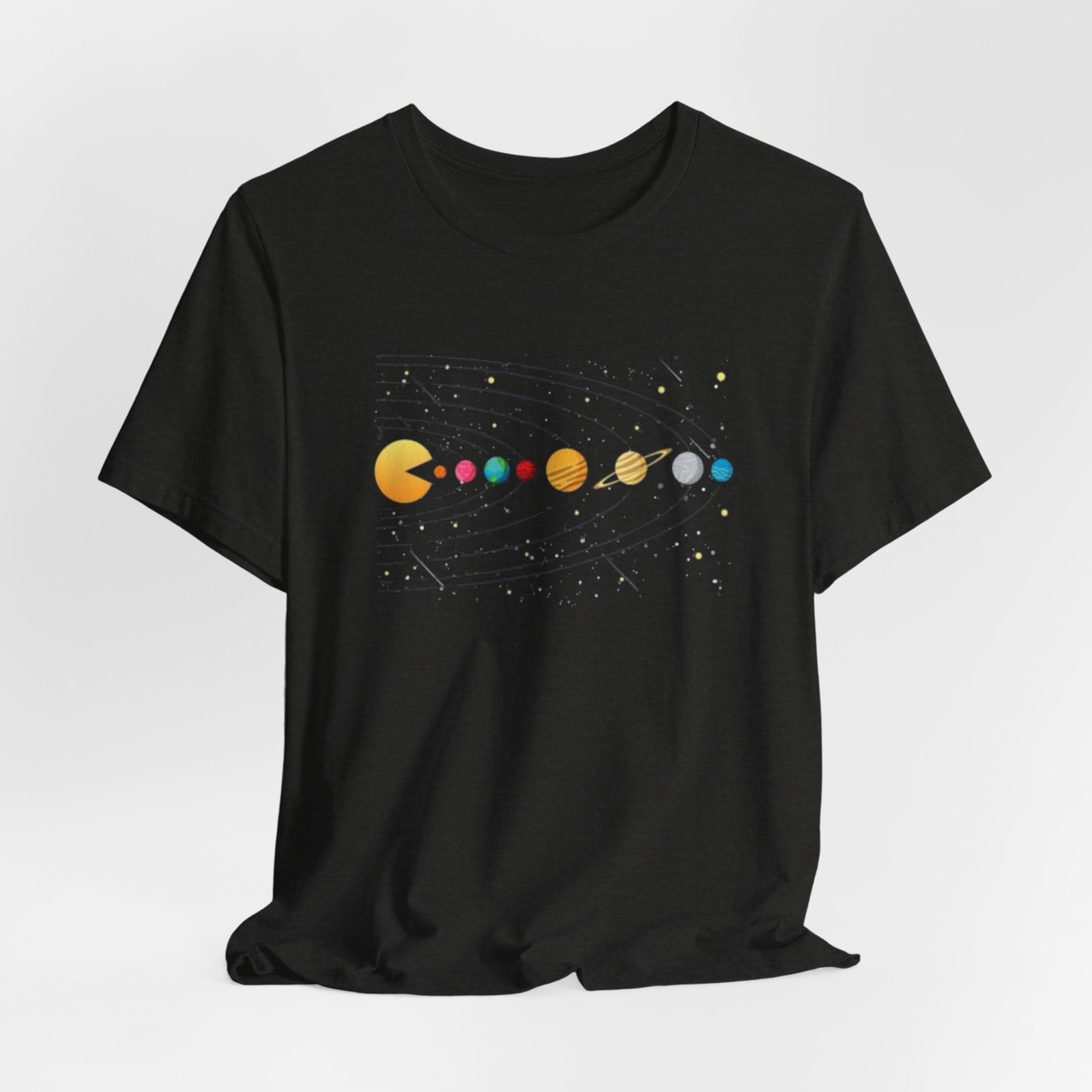 Pac-Man Solar System T-Shirt | Retro Arcade Planets Tee - Image 12