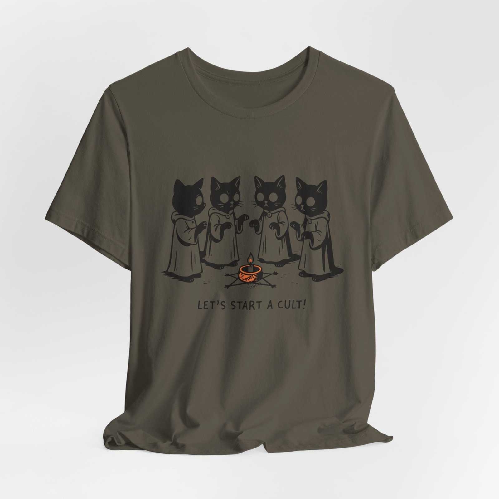 Cat Choir Lets Start a Cult Tee , Cat Ritual Graphic Shirt - Image 16