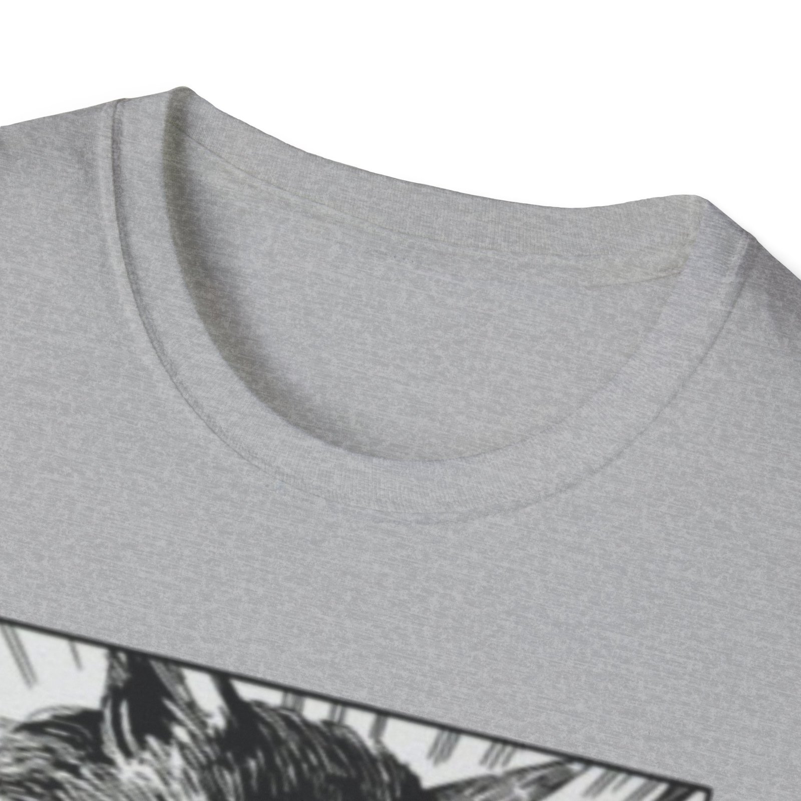 Scared Cat Manga Art T-Shirt | Black and White Illustration - Image 7