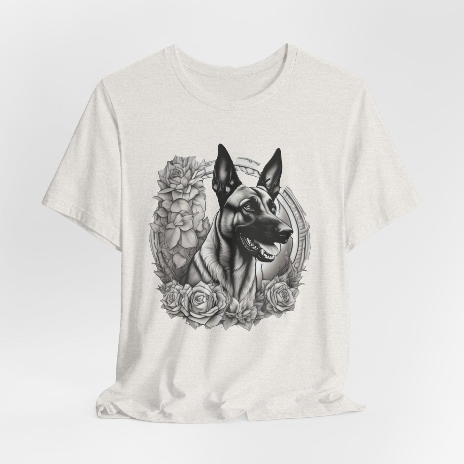 Belgian Malinois Floral Portrait T-Shirt - Image 12