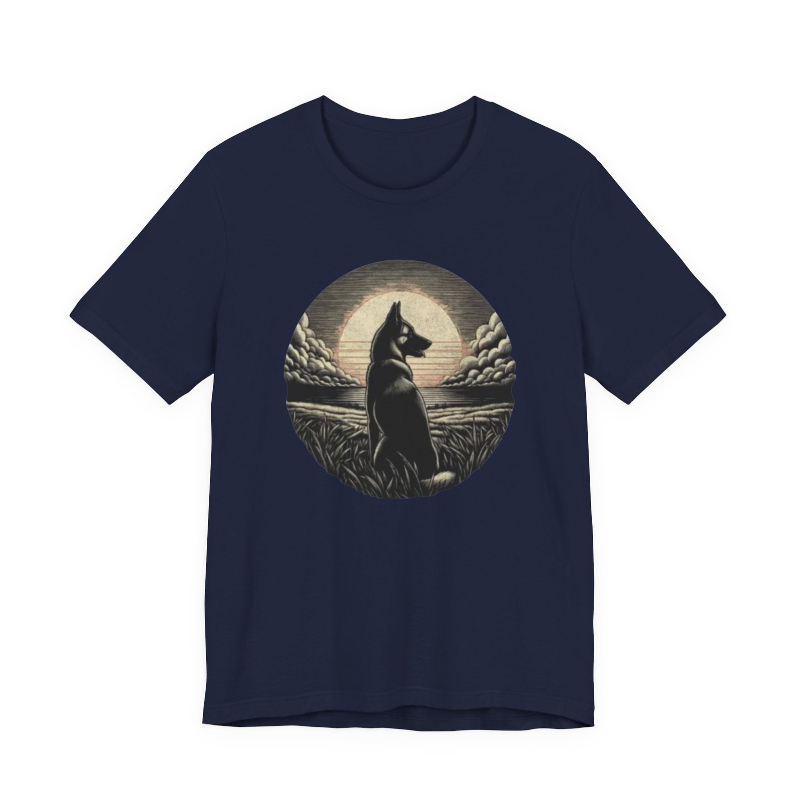Belgian malinios silhouette sunset circle Tee | Nature, Moonlit Landscape - Image 25