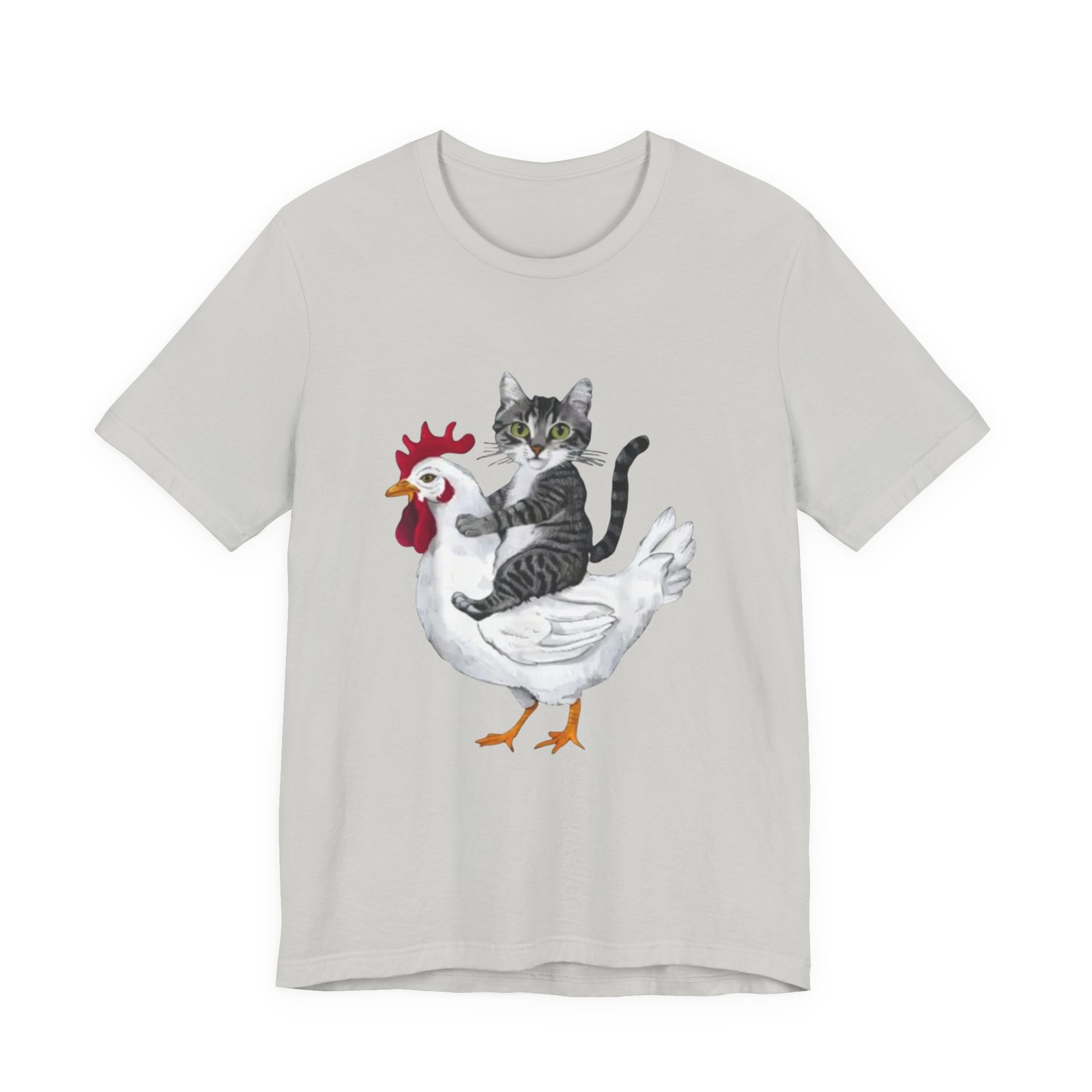 Cat Riding Chicken T-Shirt | Cute Animal Illustration Tee - Image 13