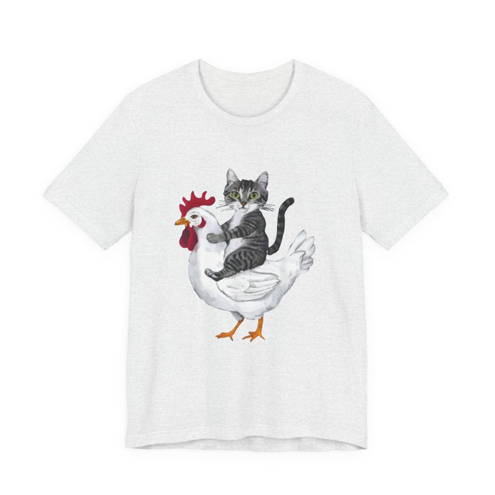 Cat Riding Chicken T-Shirt | Cute Animal Illustration Tee - Image 9