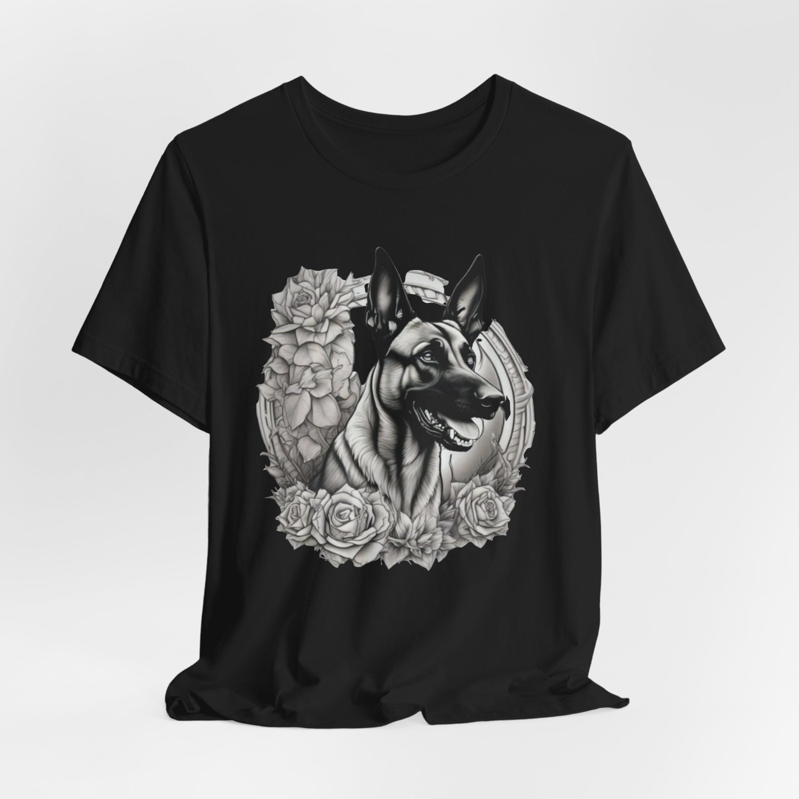 Belgian Malinois Floral Portrait T-Shirt - Image 8