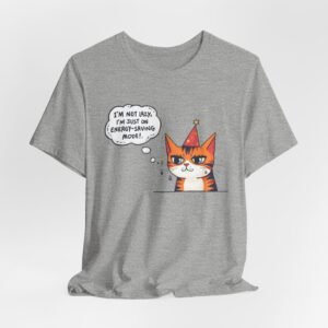 Energy-Saving Mood Cat T-Shirt | Cute Cartoon Cat Illustration