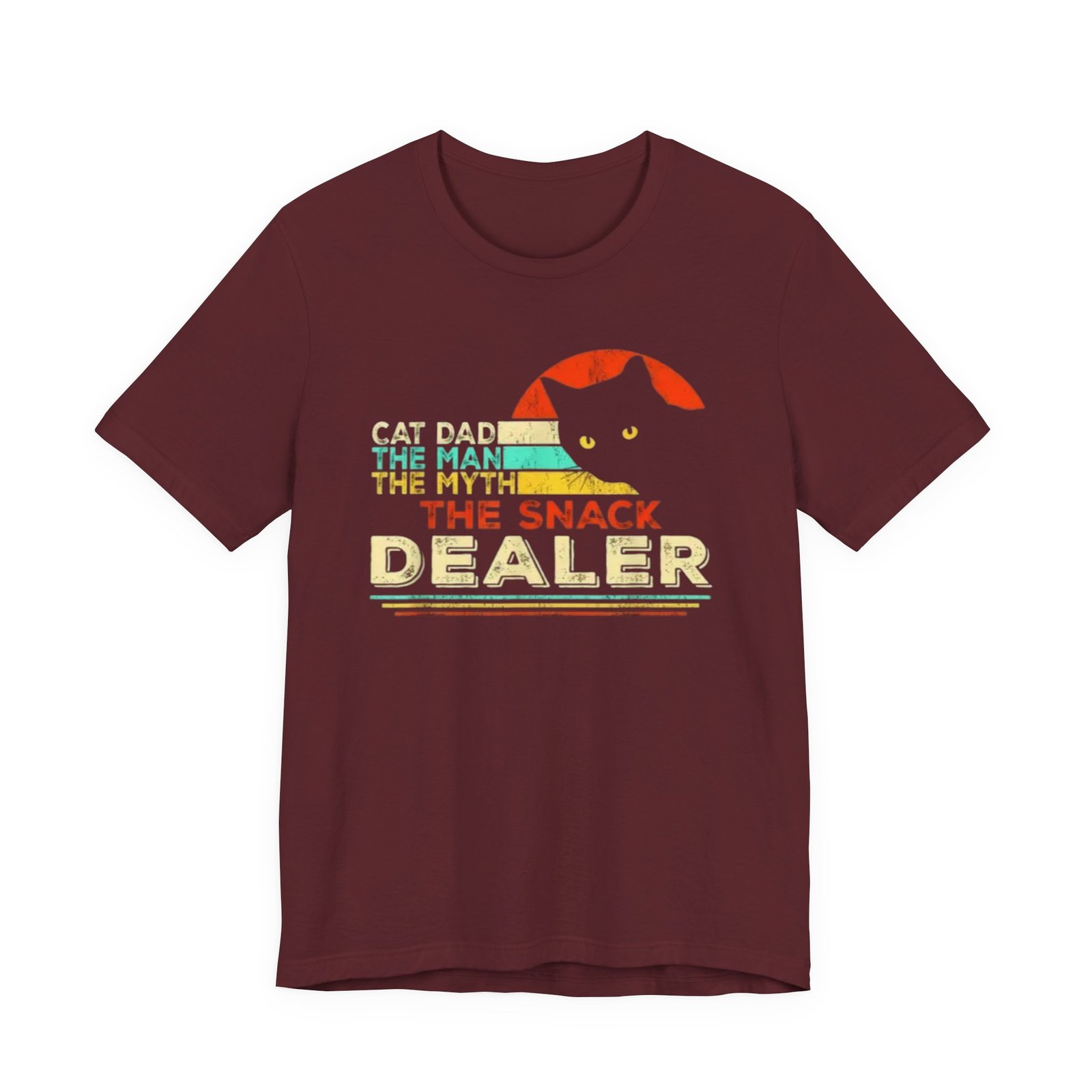 Cat Dad The Snack Dealer T-Shirt | Retro Cat Graphic - Image 33