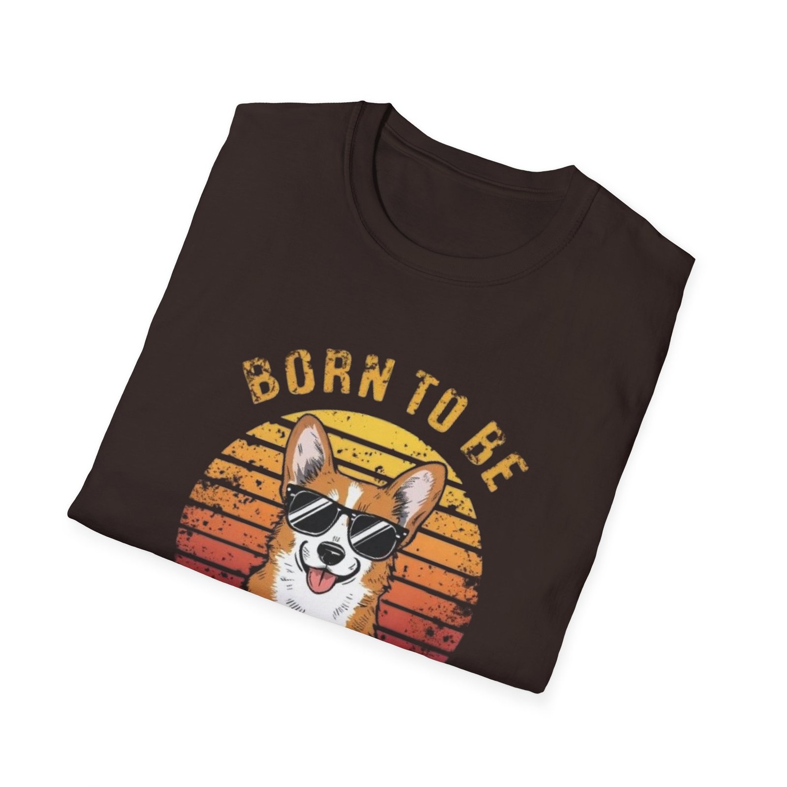 Corgi Sunglasses 'Born to Be Awesome' T-Shirt | Retro Sunset Dog Tee - Image 8