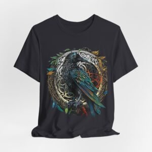 Mystical Raven Tee, Unisex Short Sleeve Shirt, Bohemian Style Apparel, Gift for Nature Lovers, Festival Wear, Unique Graphic Tee