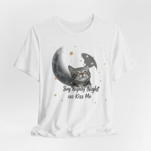 Cat Moon Illustration Say Nighty Night and Kiss Me Tee