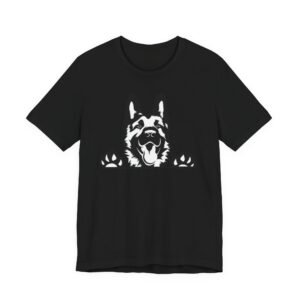 German Shepherd Peeking T-Shirt — Dog Lover Paw Print Tee
