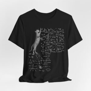 Floating Cat Illustration T-Shirt | science tee,Minimalist Cat Art, Cute Kitty