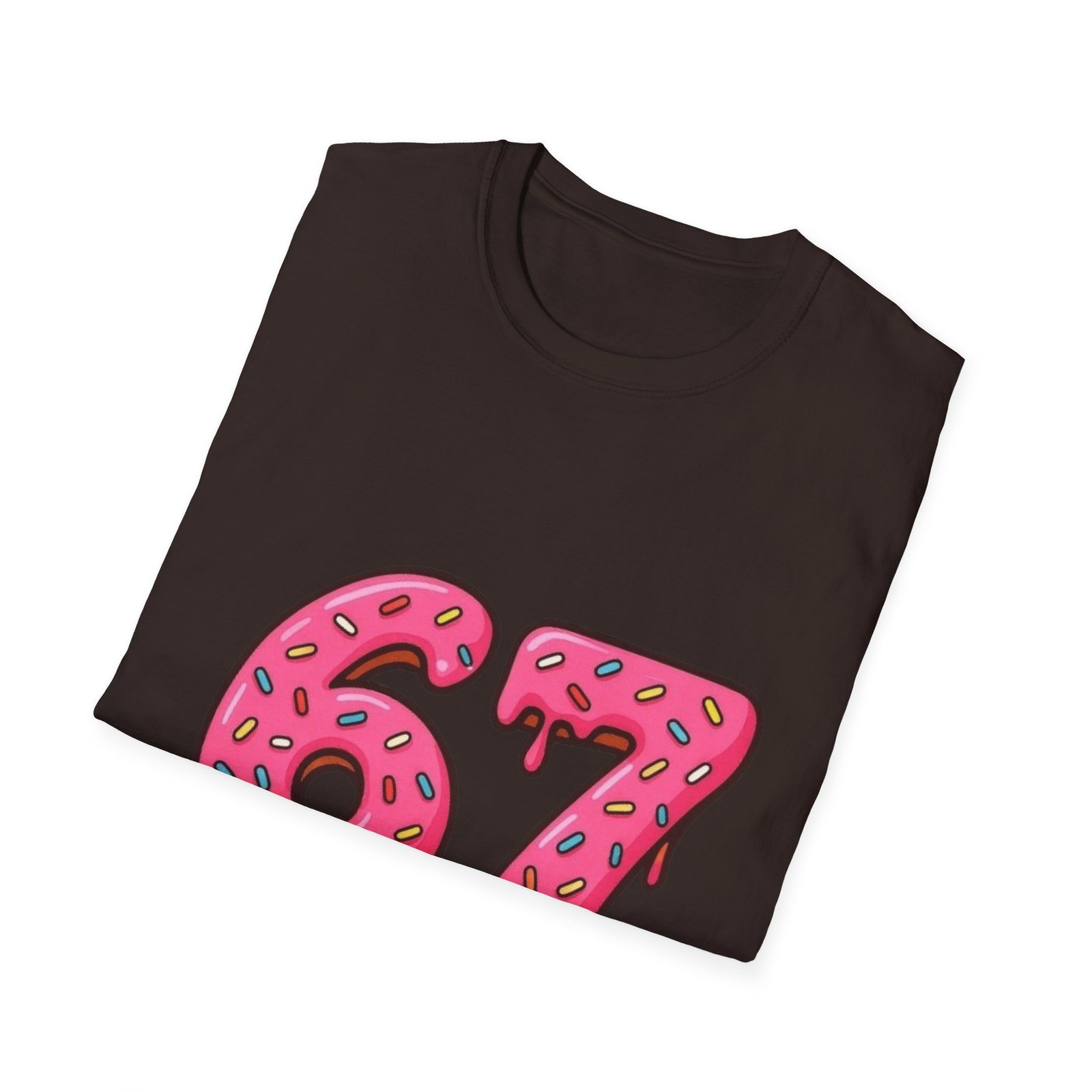 Dripping Pink Donut Numbers 67 T-Shirt | Melting Sprinkles Design - Image 16