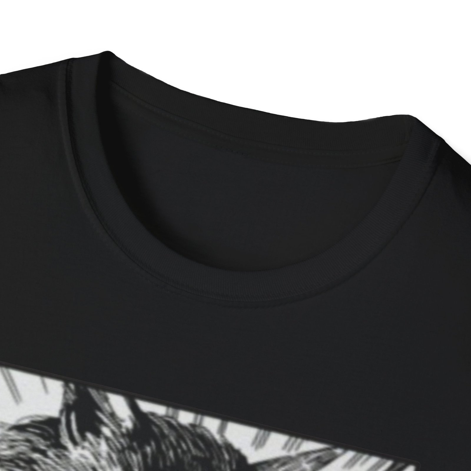 Scared Cat Manga Art T-Shirt | Black and White Illustration - Image 3