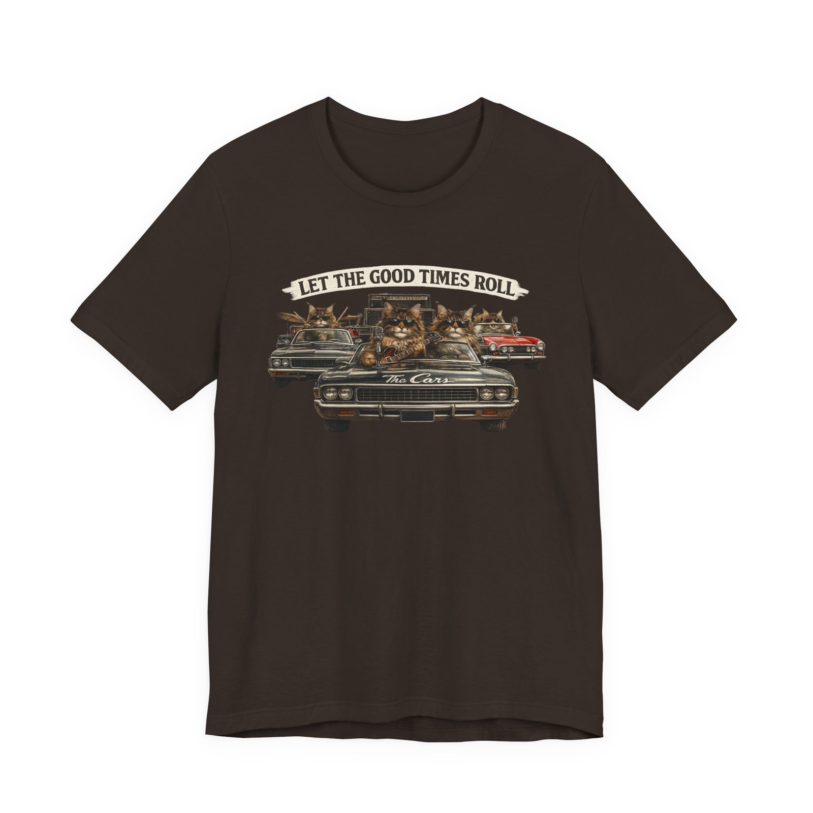 Let The Good Times Roll cats in classic car Tee | Vintage cat artwork - Image 13