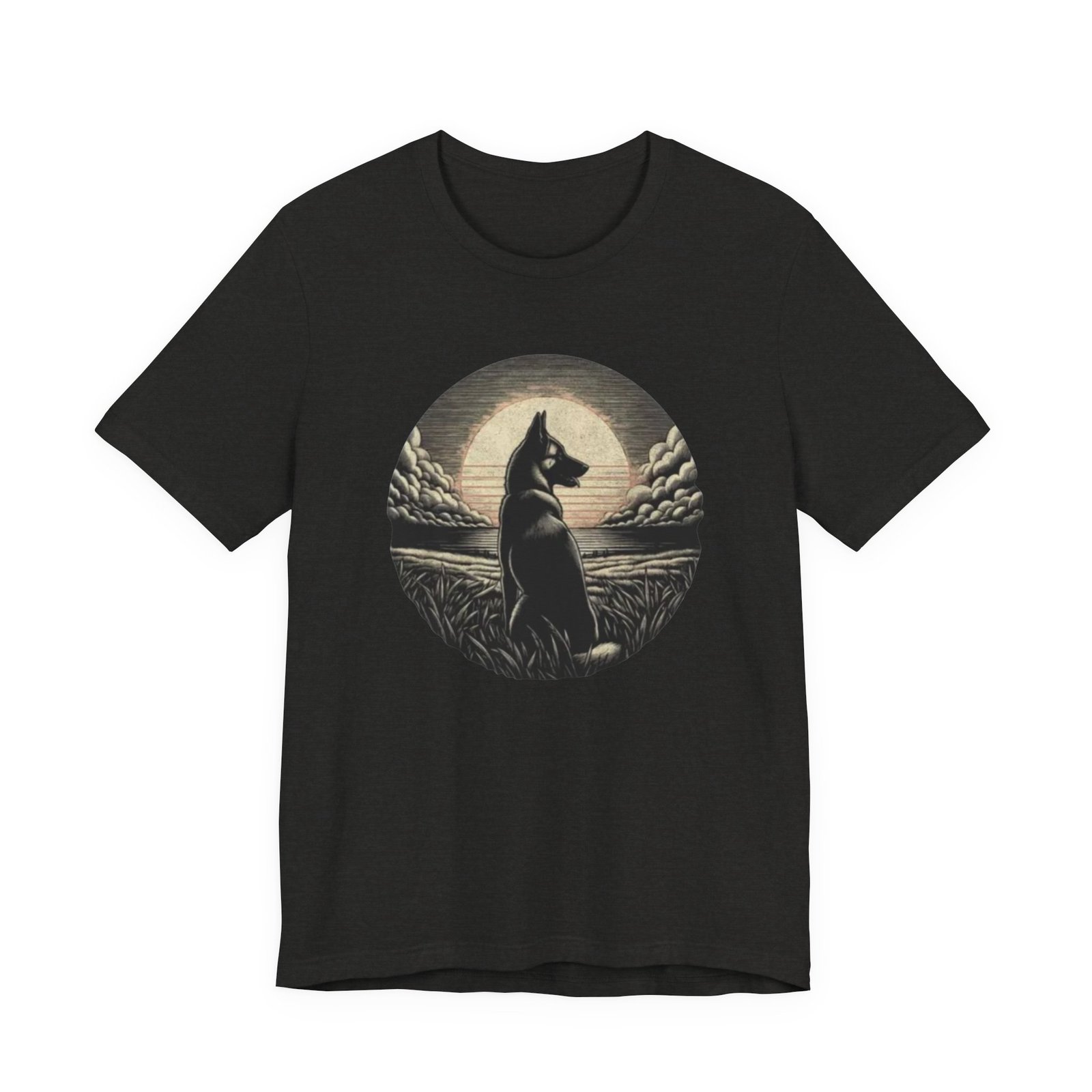 Belgian malinios silhouette sunset circle Tee | Nature, Moonlit Landscape - Image 9