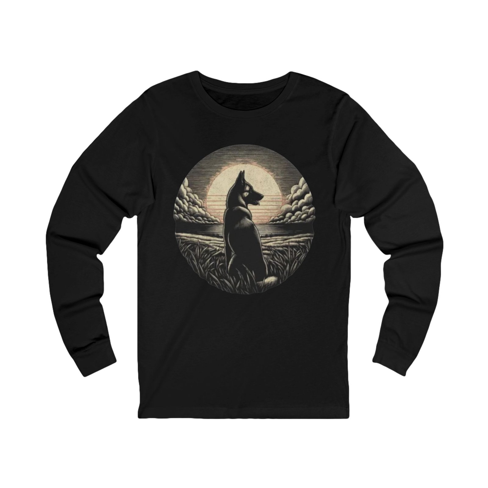Belgian Malinios Moon Long Sleeve Tee | Nightscape Graphic - Image 3