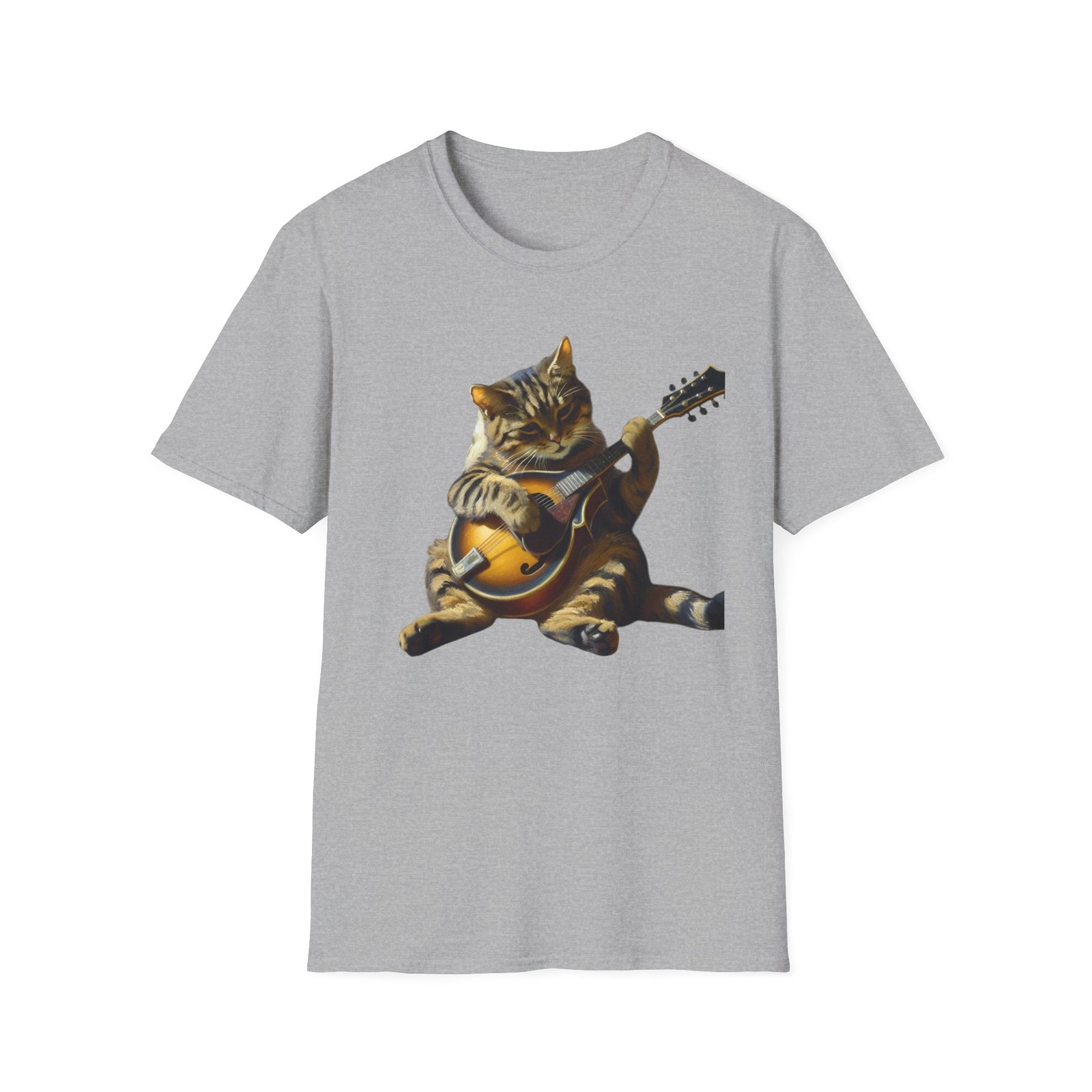 Funny Cat Playing Mandolin T-Shirt - Image 3
