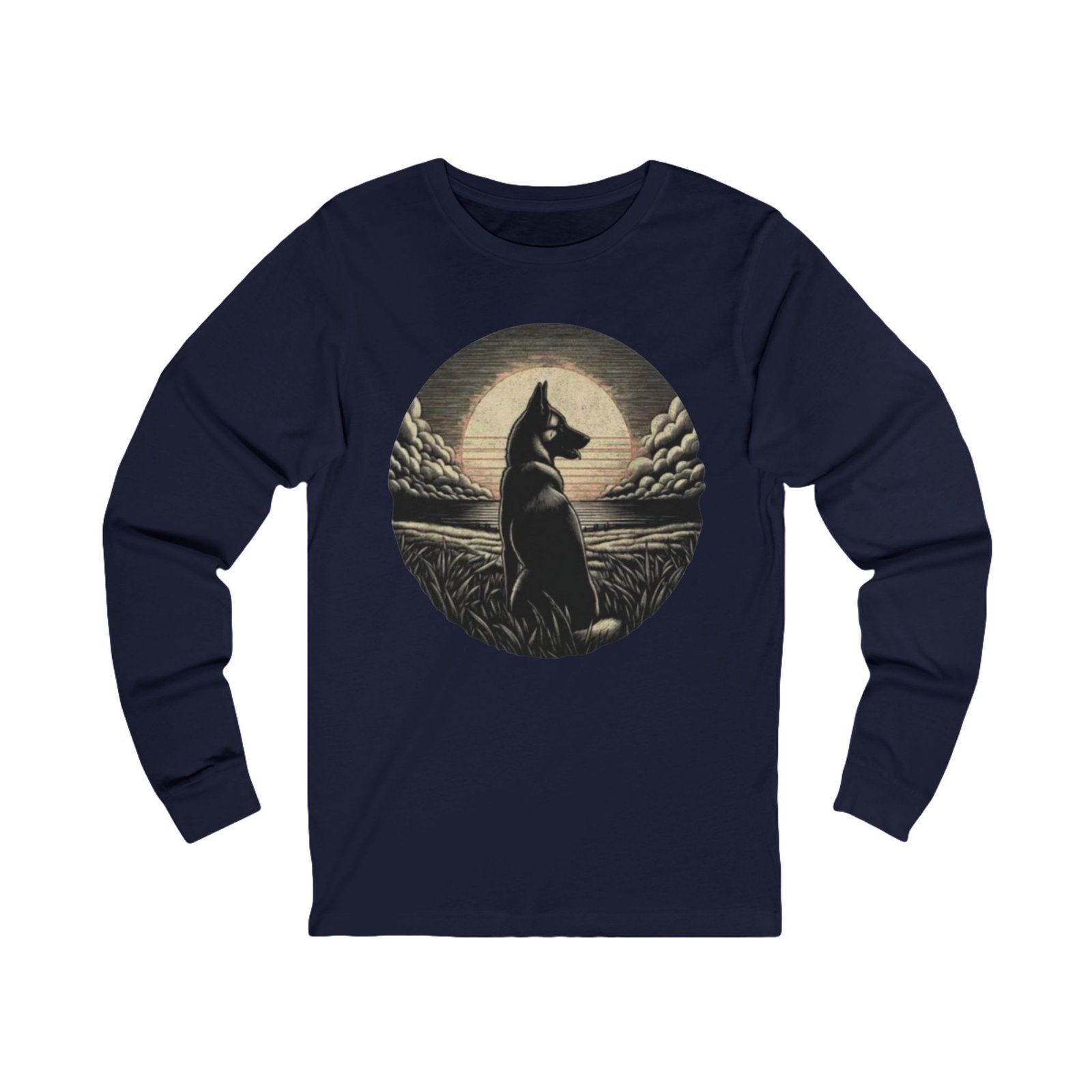 Belgian Malinios Moon Long Sleeve Tee | Nightscape Graphic - Image 17