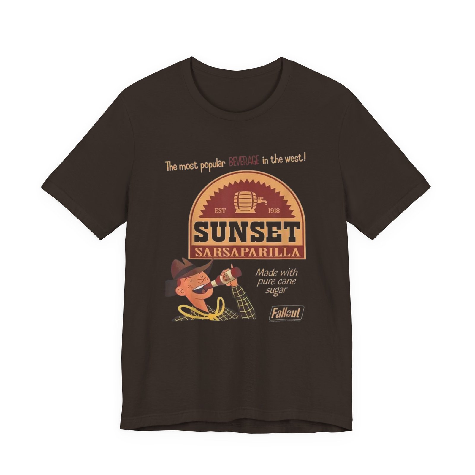 Sunset Sarsaparilla Tee — Retro Fallout Soda Logo T-shirt, Fallout Tee - Image 2