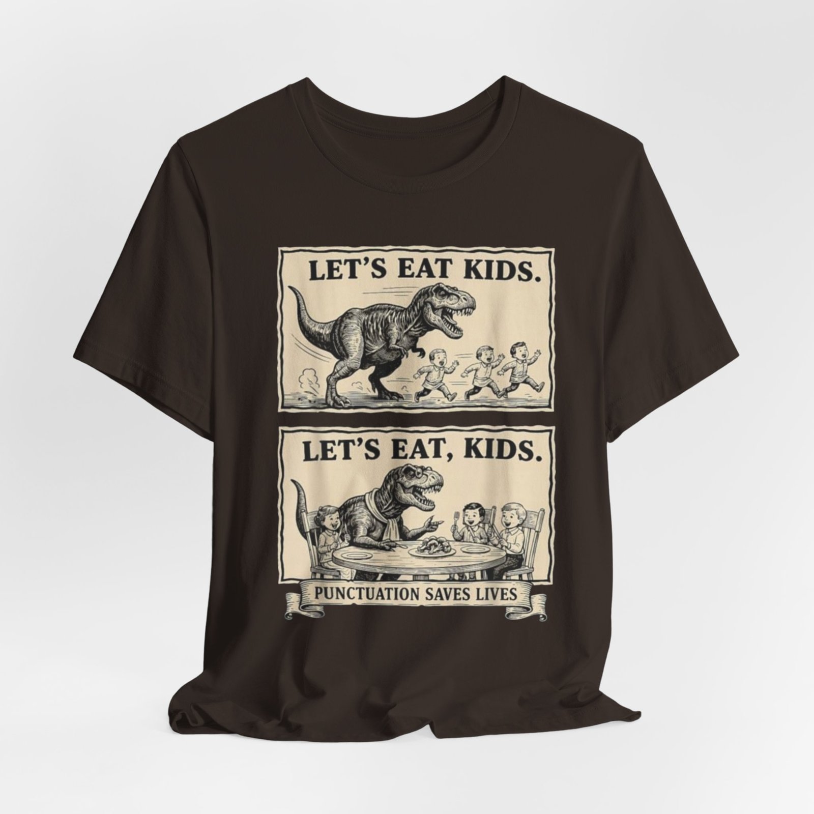 Punctuation Saves Lives comic panel Tee | Let's eat kids, Let's eat, kids design, English Teacher shirt - Image 12