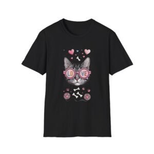 Cute Cat Love Unisex T-Shirt, Valentine's Day Tee, Cat Lover Gift, Animal Graphic Shirt