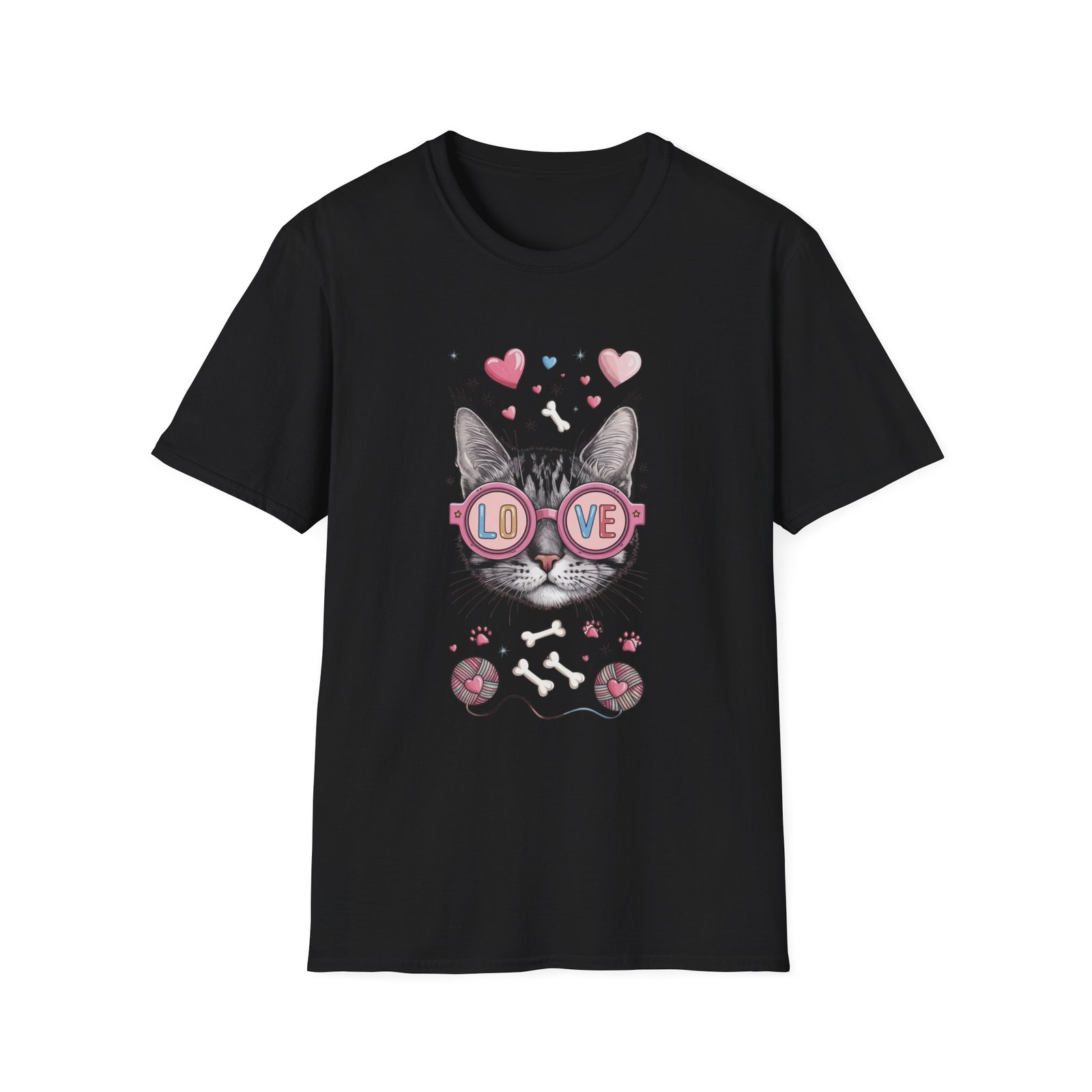 Cute Cat Love Unisex T-Shirt, Valentine's Day Tee, Cat Lover Gift, Animal Graphic Shirt
