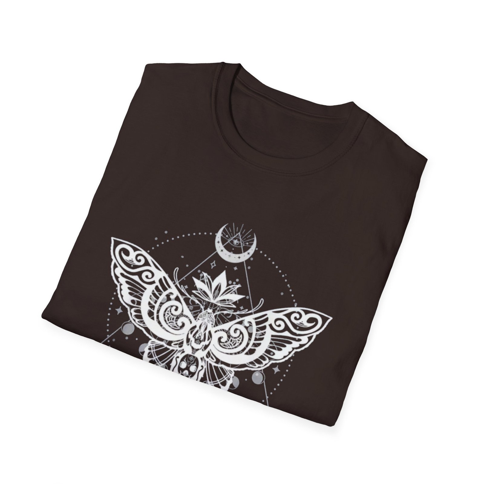 Lunar Moth Illustration T-Shirt | Crescent Moon, Phases, Geometric Mystic - Image 8