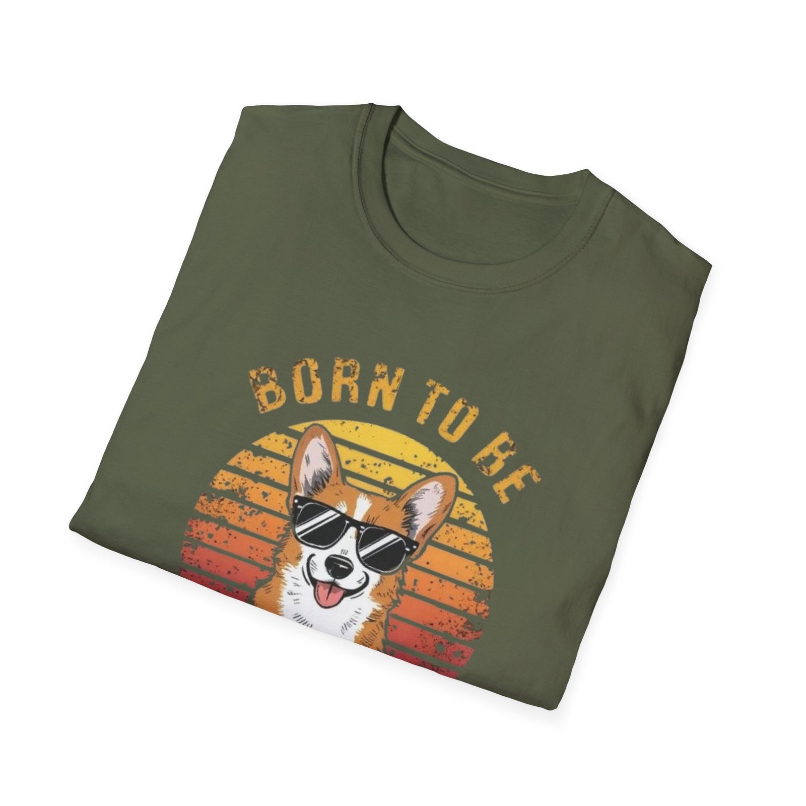 Corgi Sunglasses 'Born to Be Awesome' T-Shirt | Retro Sunset Dog Tee - Image 12