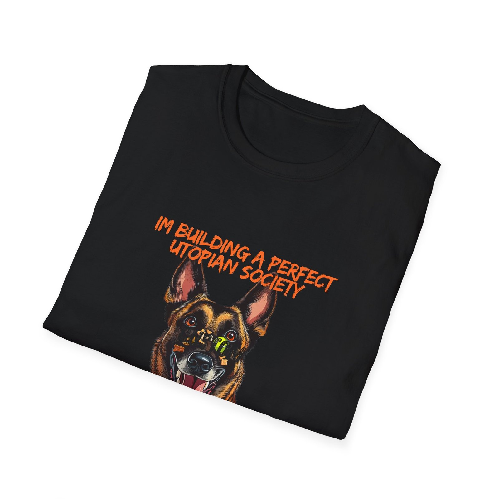 Belgian Malinois Illustration T-Shirt | "I'm Building a Perfect Utopian Society in My Head" - Image 4