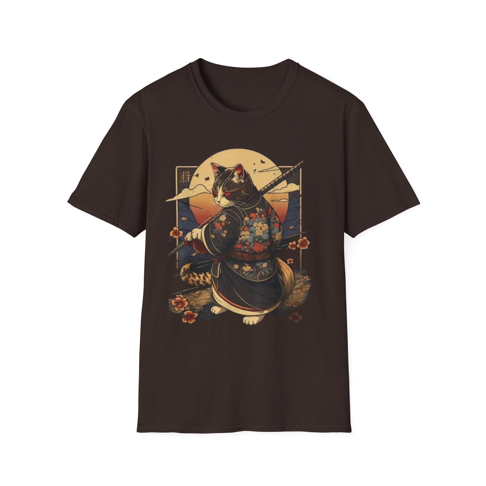 Samurai Cat Illustration T-Shirt | Japanese Kimono Cat Graphic Tee - Image 5