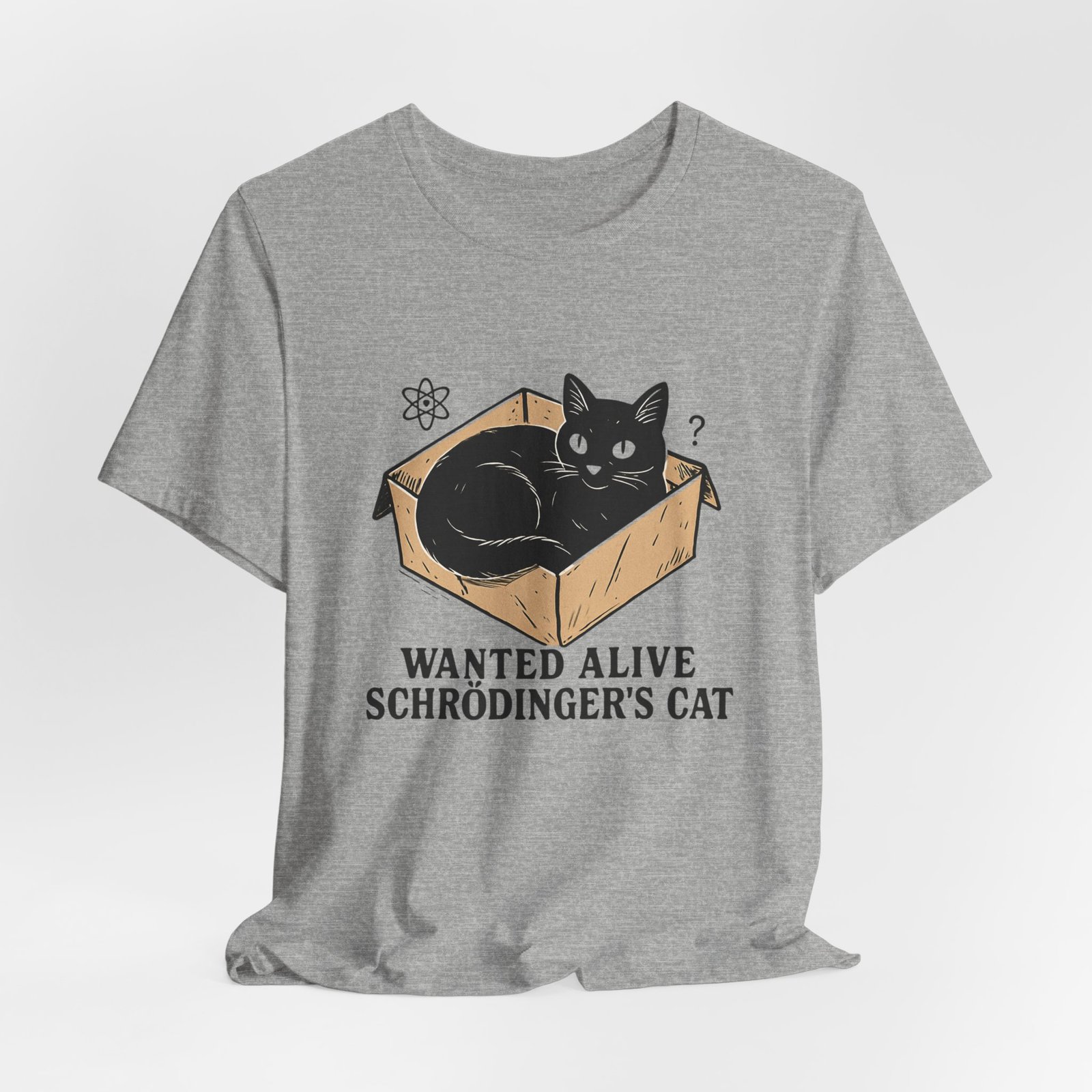 Schrödinger's Cat in Box Tee | Wanted Alive Cat Illustration - Image 24