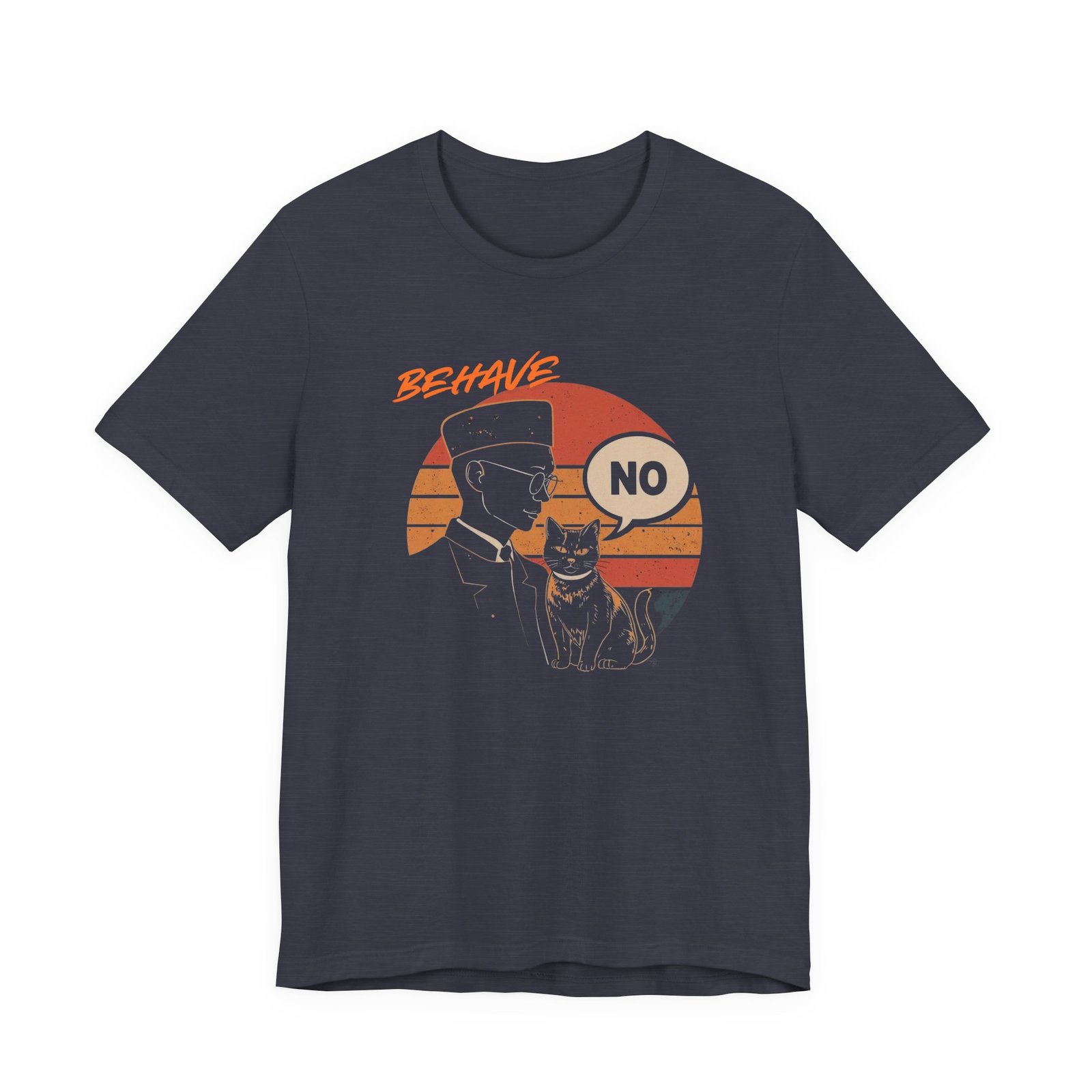 Behave No Cat tee | Retro Sunset Police Officer T-Shirt - Image 33
