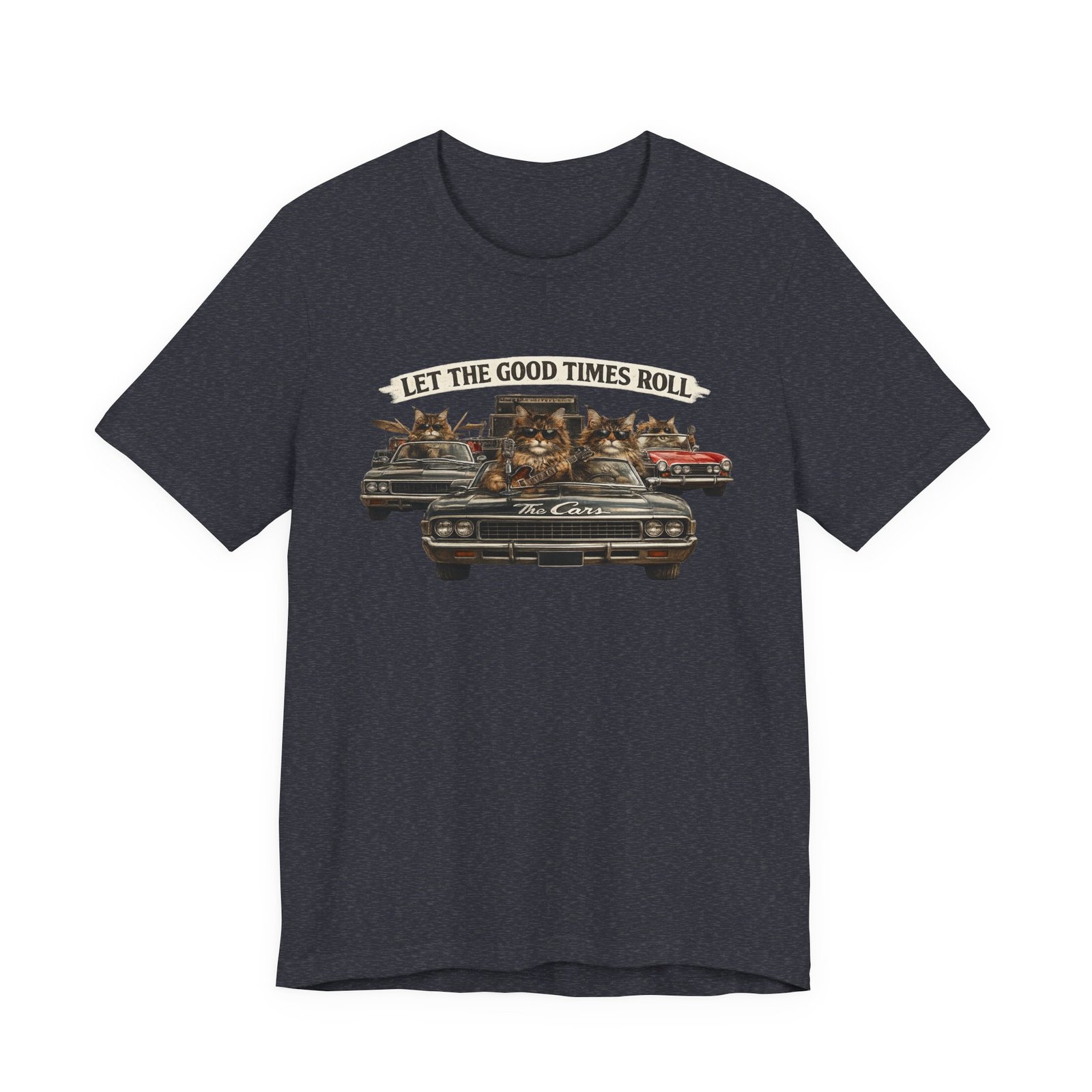 Let The Good Times Roll cats in classic car Tee | Vintage cat artwork - Image 25