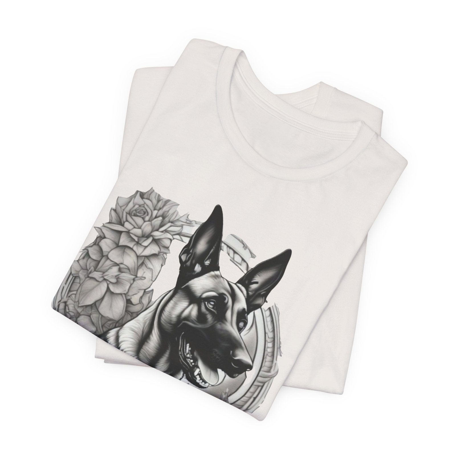 Belgian Malinois Floral Portrait T-Shirt - Image 15