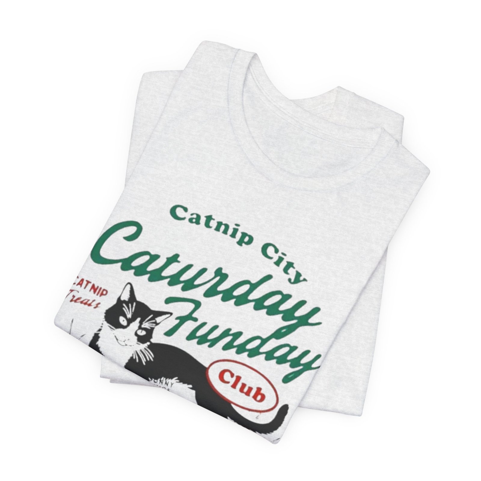 Catnip City Caturday Funday Cat T-Shirt | Vintage Cat Graphic Tee - Image 4