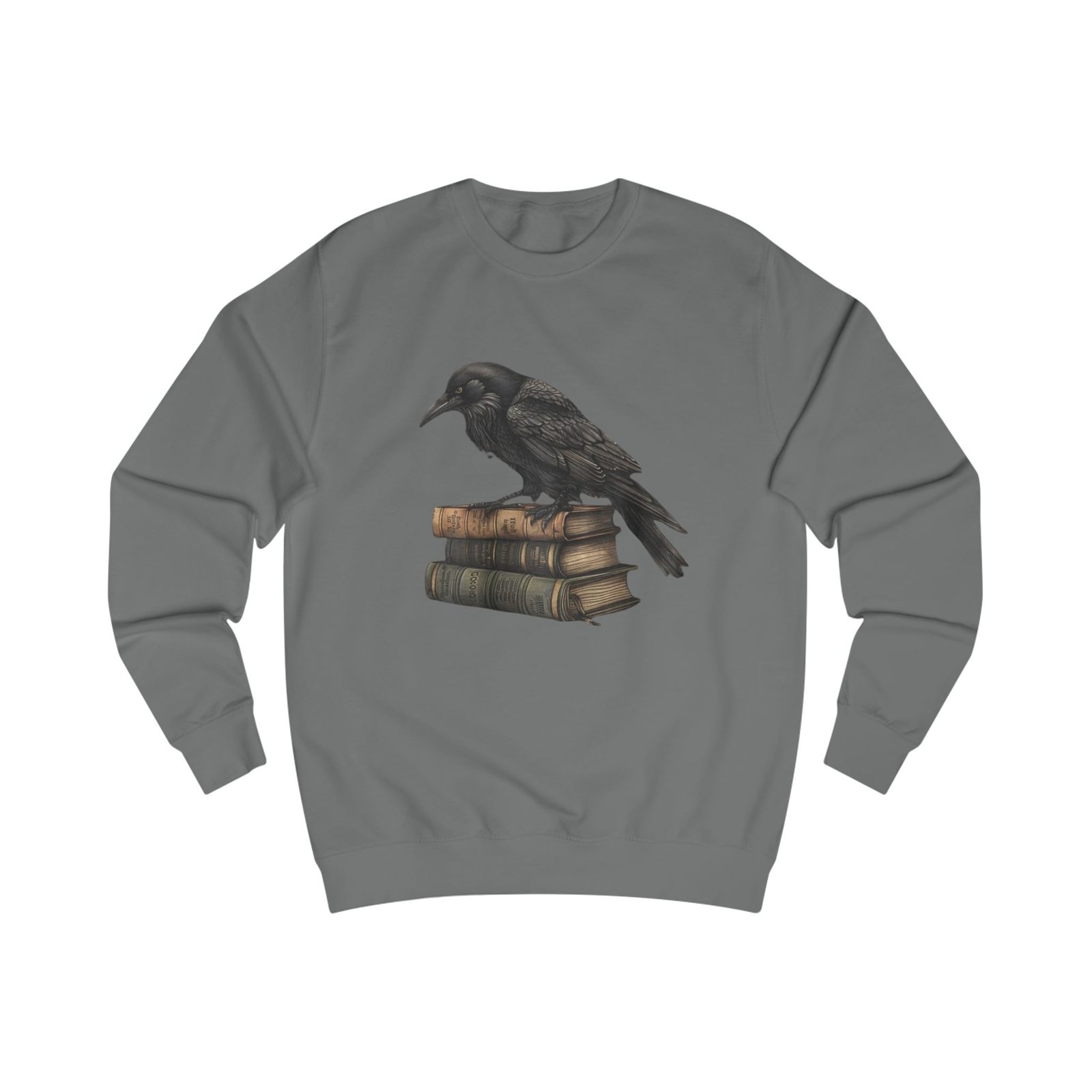 Raven on Vintage Books Sweatshirt | Gothic Literary Crow Design