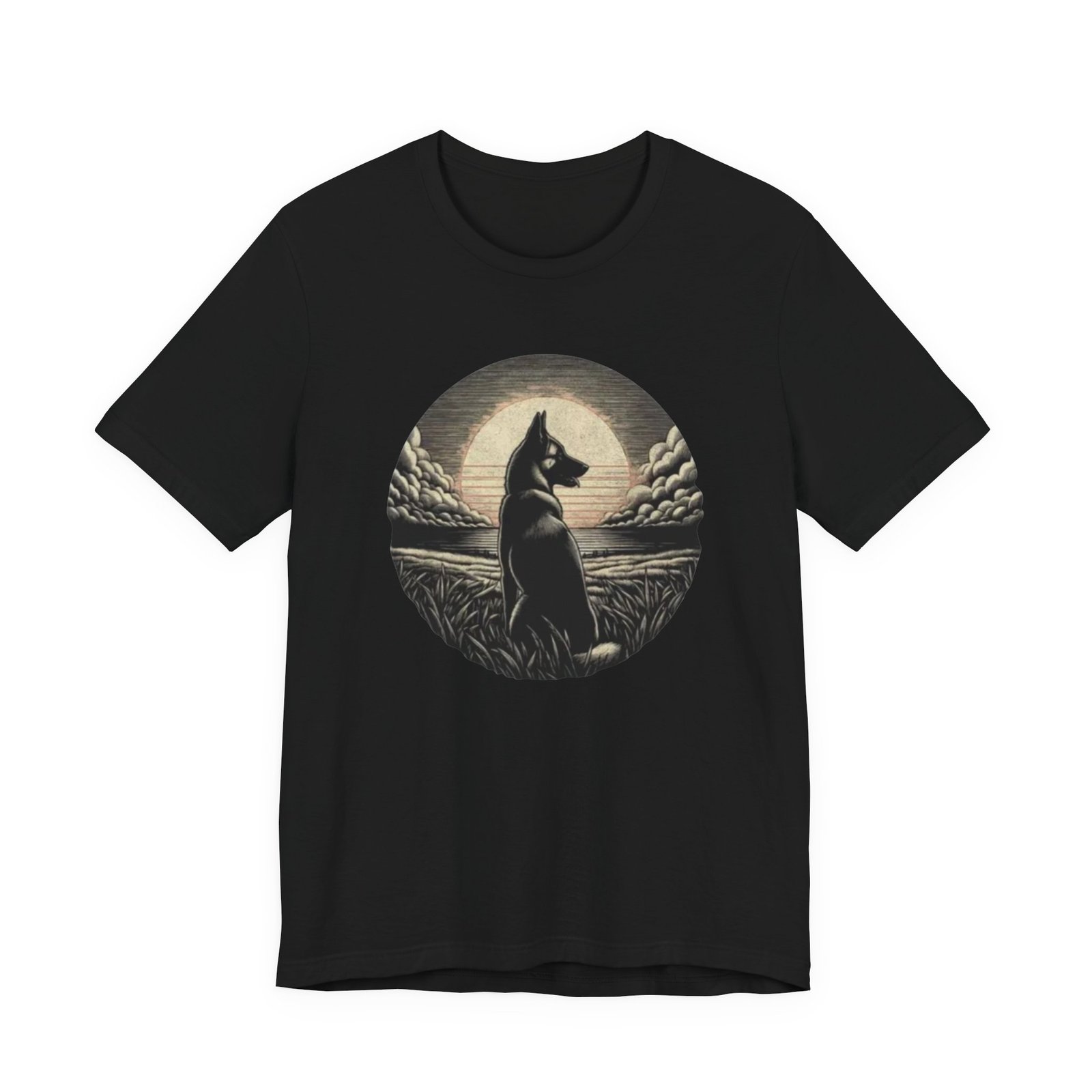 Belgian malinios silhouette sunset circle Tee | Nature, Moonlit Landscape - Image 5
