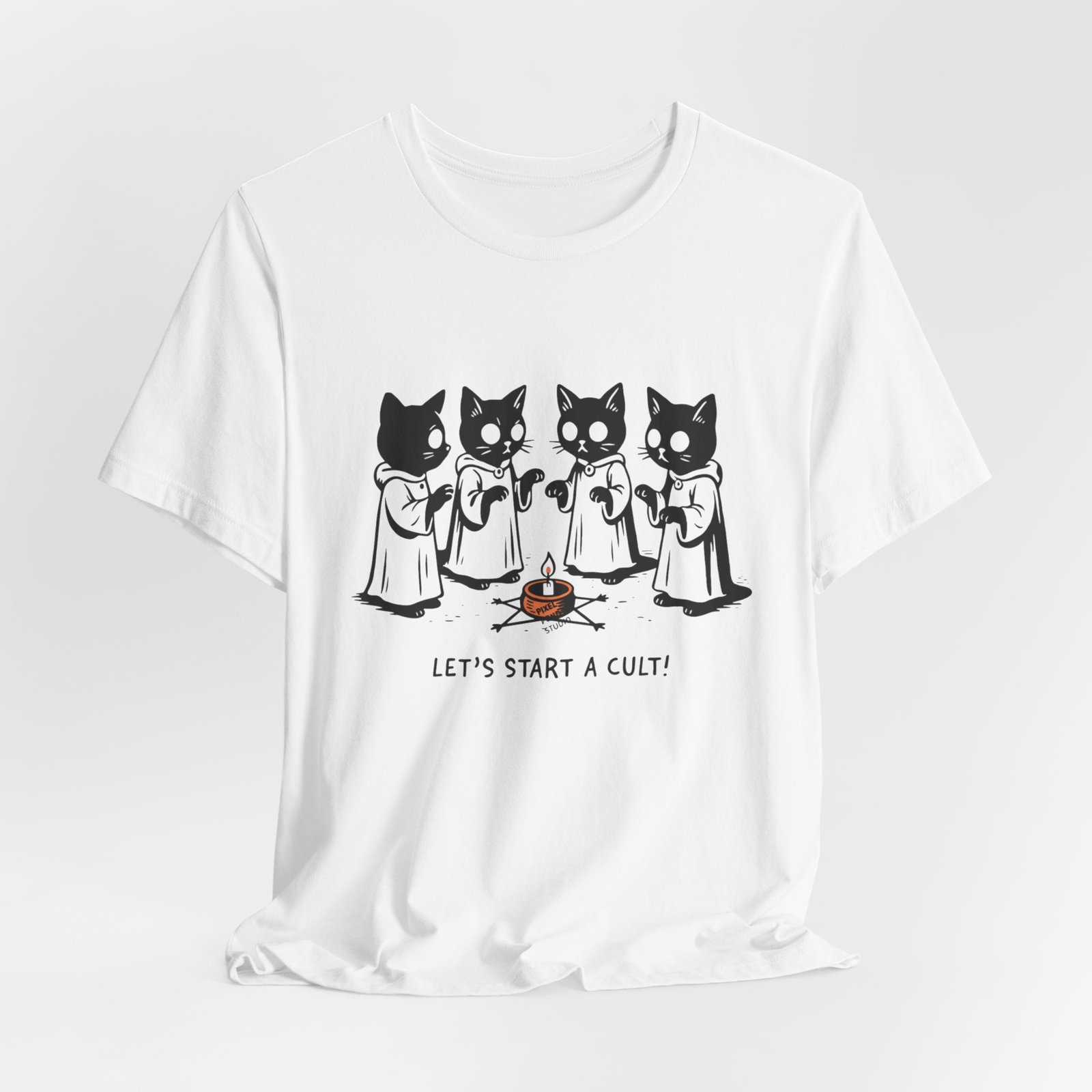 Cat Choir Lets Start a Cult Tee , Cat Ritual Graphic Shirt - Image 8