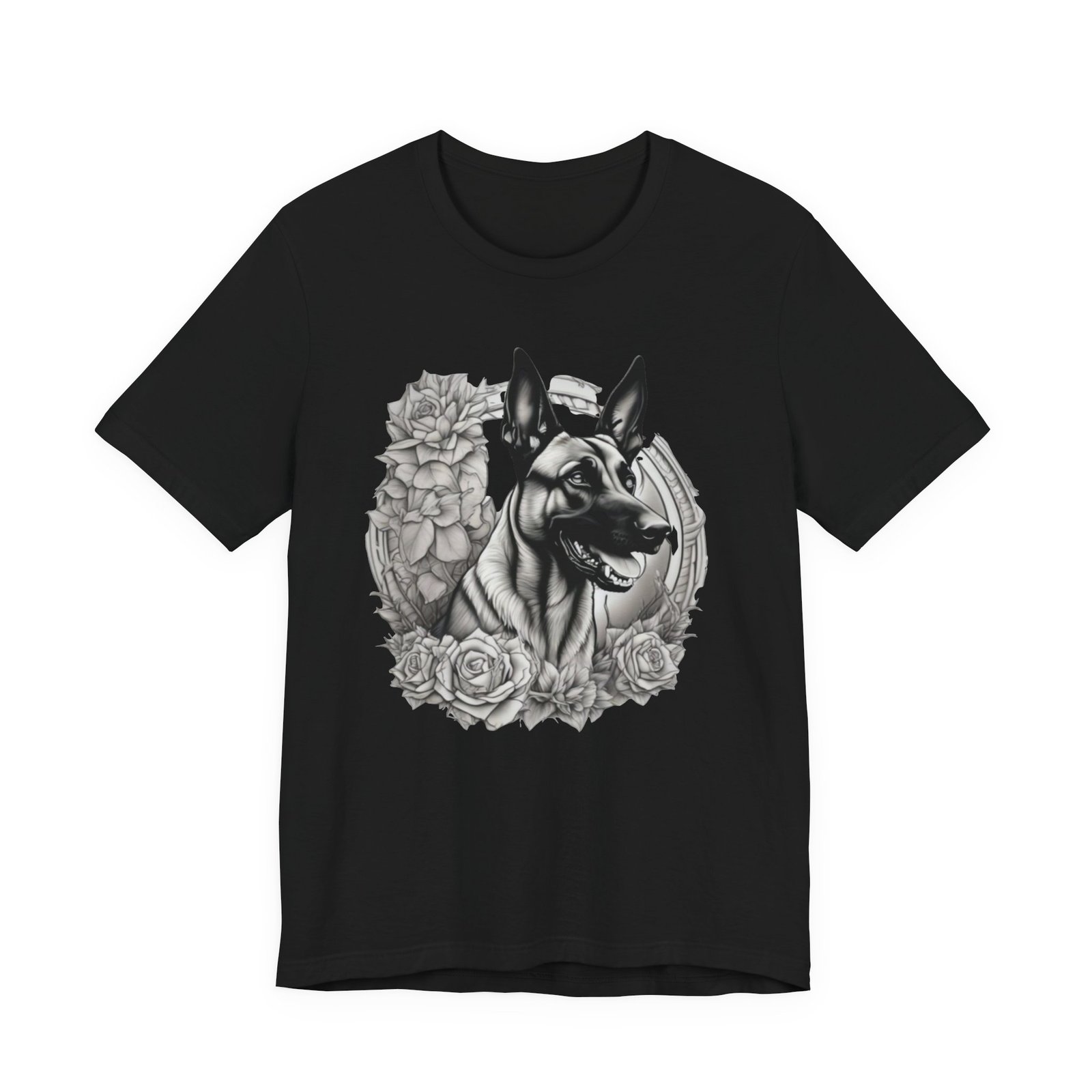 Belgian Malinois Floral Portrait T-Shirt - Image 5