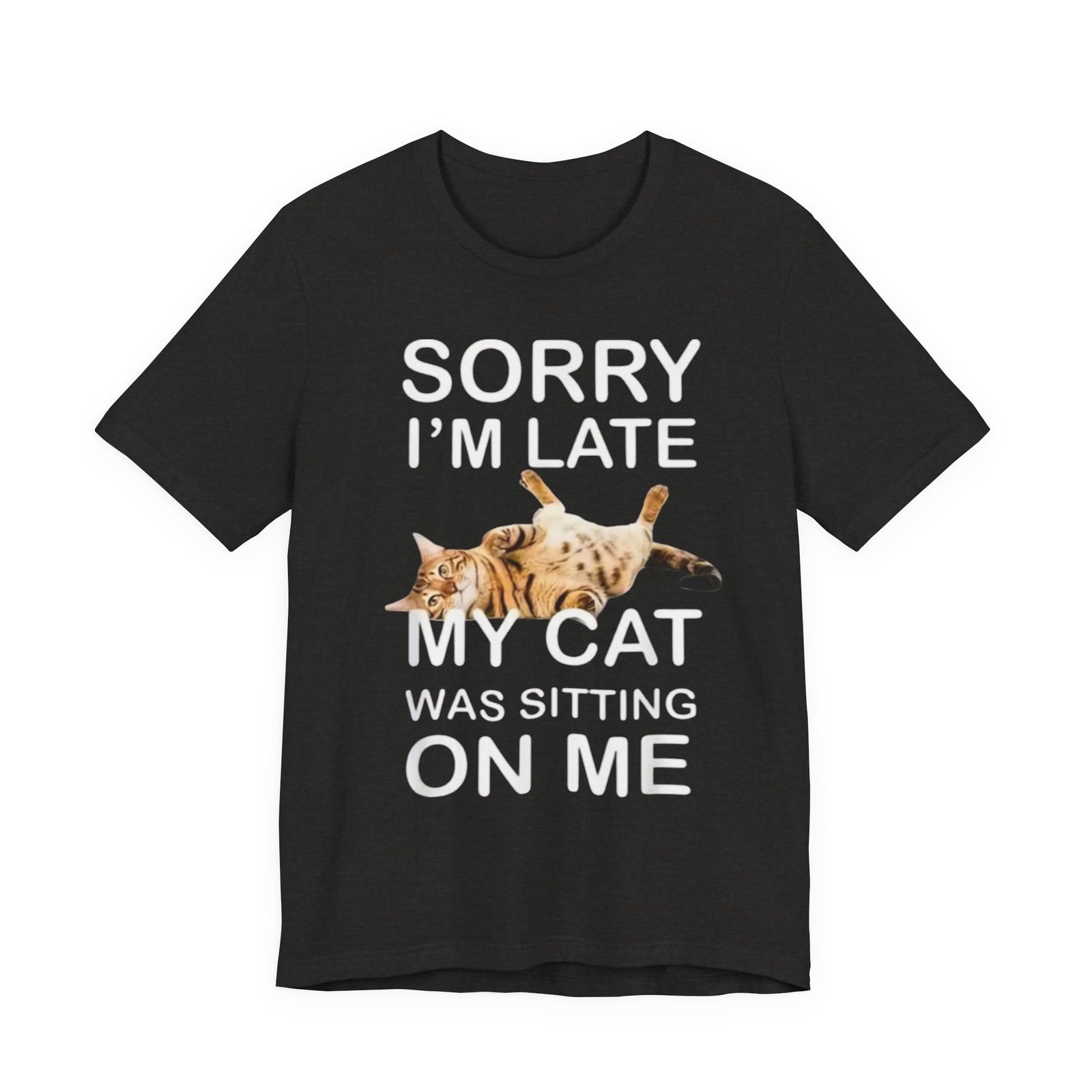 Sorry I'm Late My Cat Was Sitting On Me T-Shirt | Funny Cat Tee - Image 5