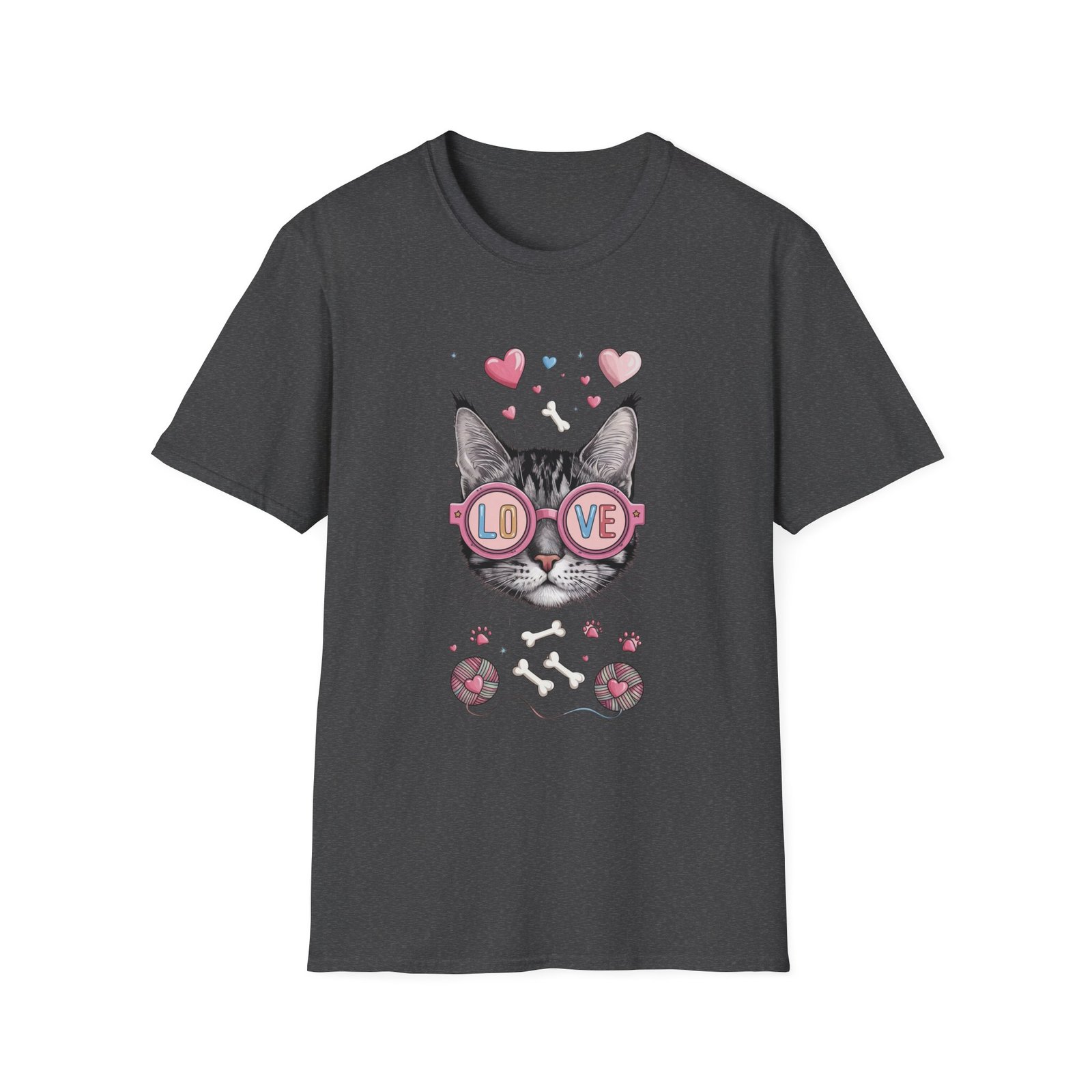 Cute Cat Love Unisex T-Shirt, Valentine's Day Tee, Cat Lover Gift, Animal Graphic Shirt - Image 9