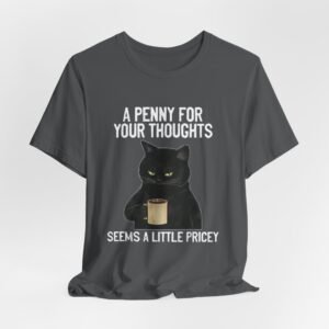 Black Cat Holding Coffee Tee | Grumpy Coffee Cat T-Shirt