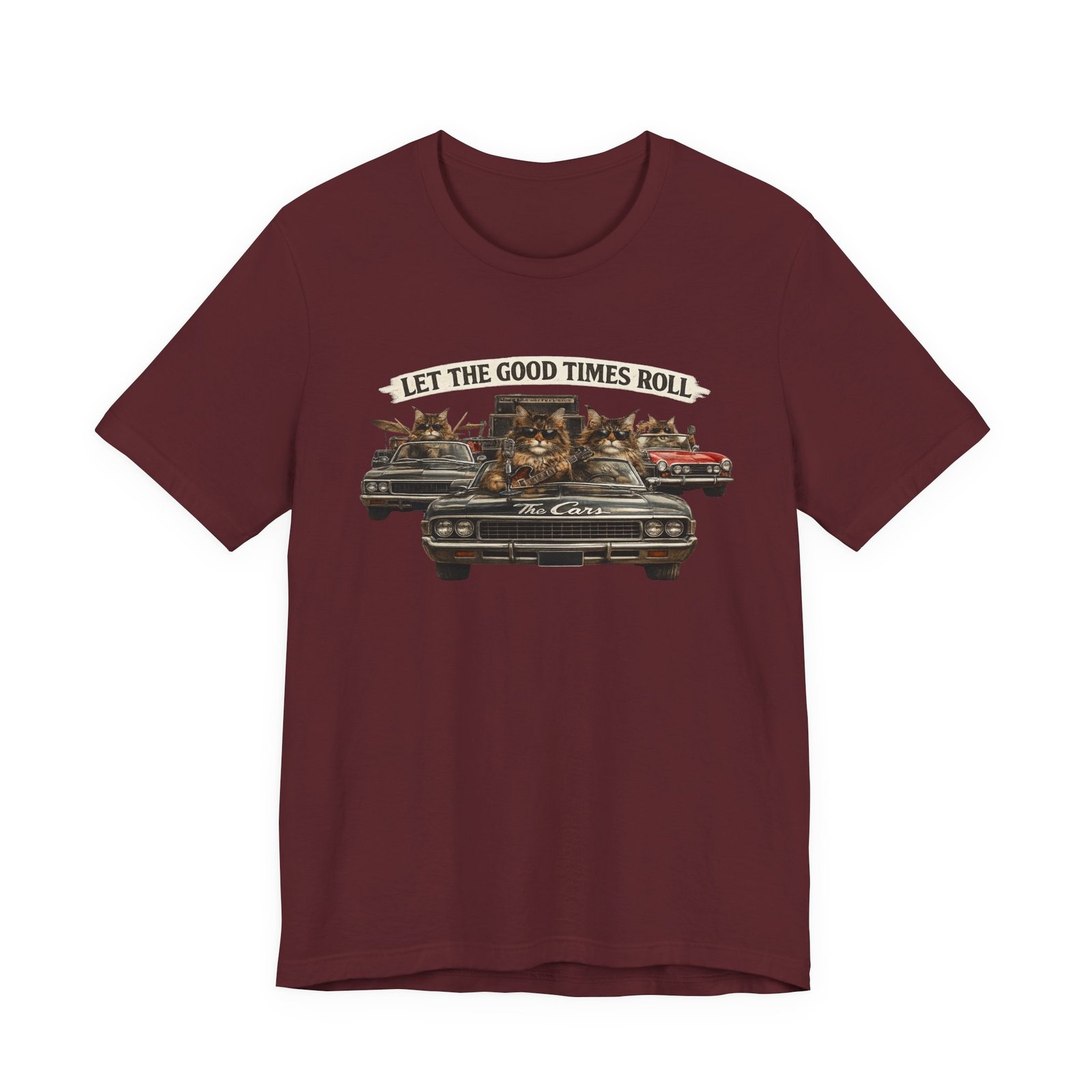 Let The Good Times Roll cats in classic car Tee | Vintage cat artwork - Image 29