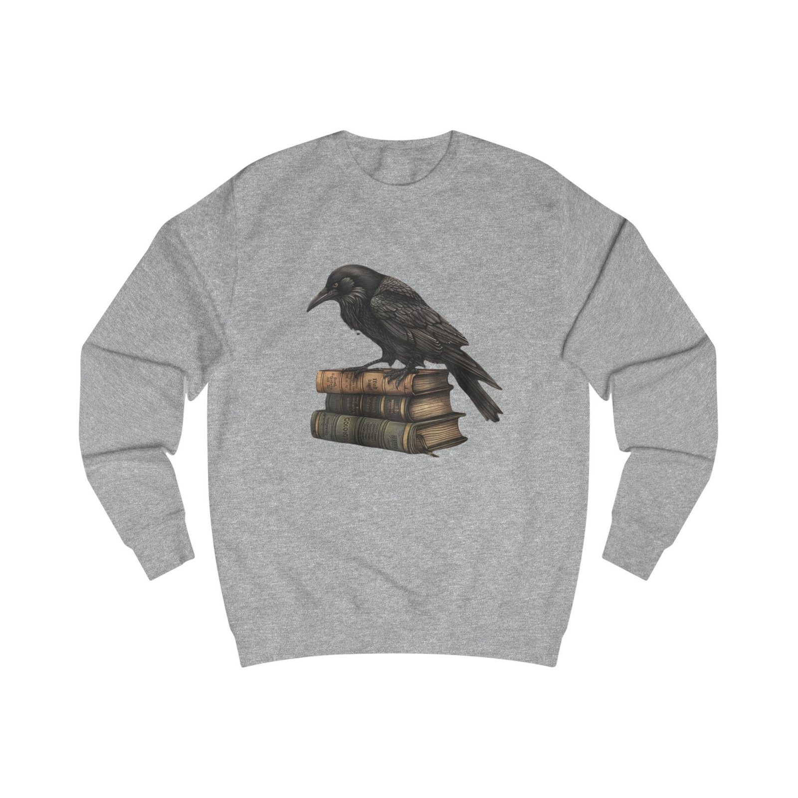 Raven on Vintage Books Sweatshirt | Gothic Literary Crow Design - Image 5