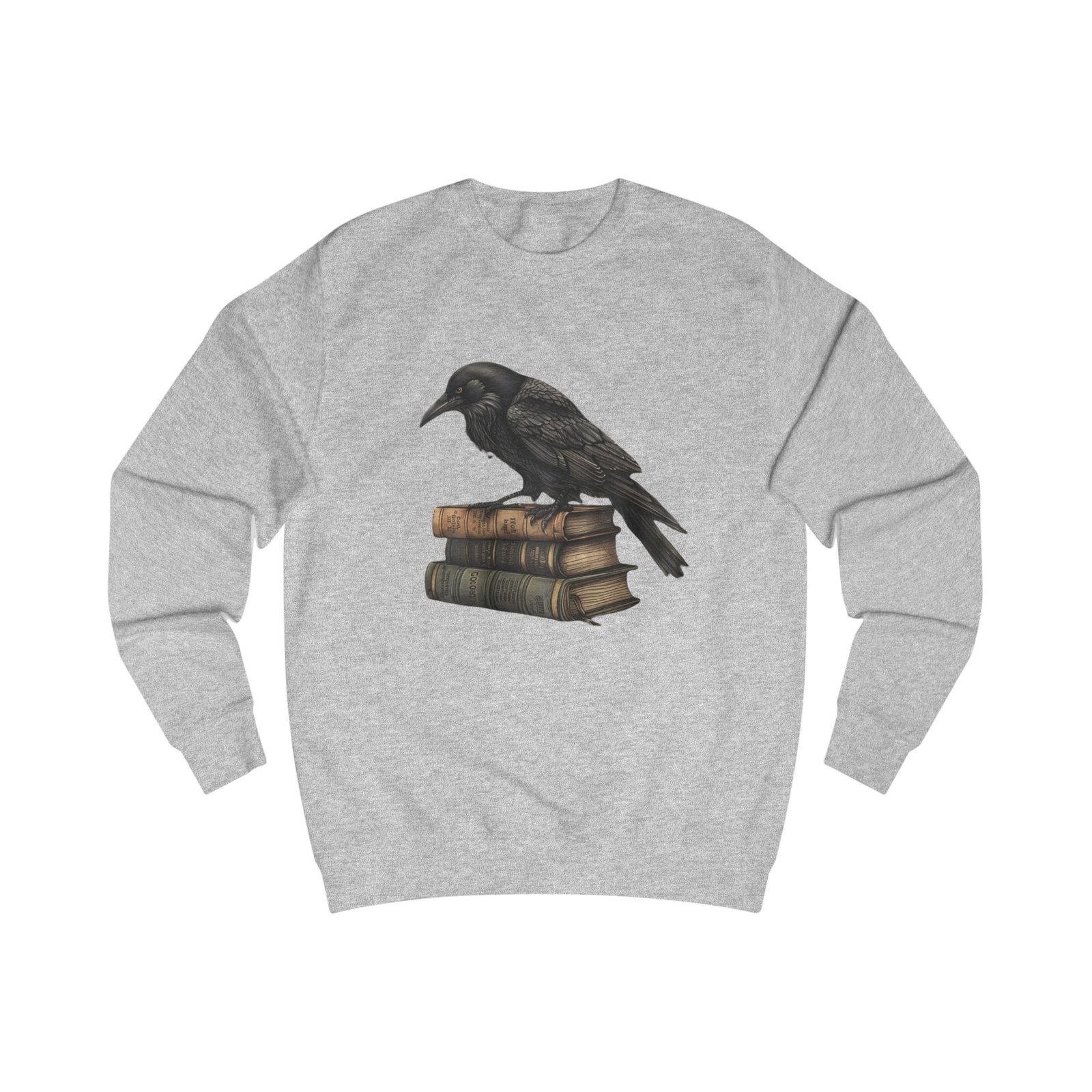 Raven on Vintage Books Sweatshirt | Gothic Literary Crow Design - Image 3